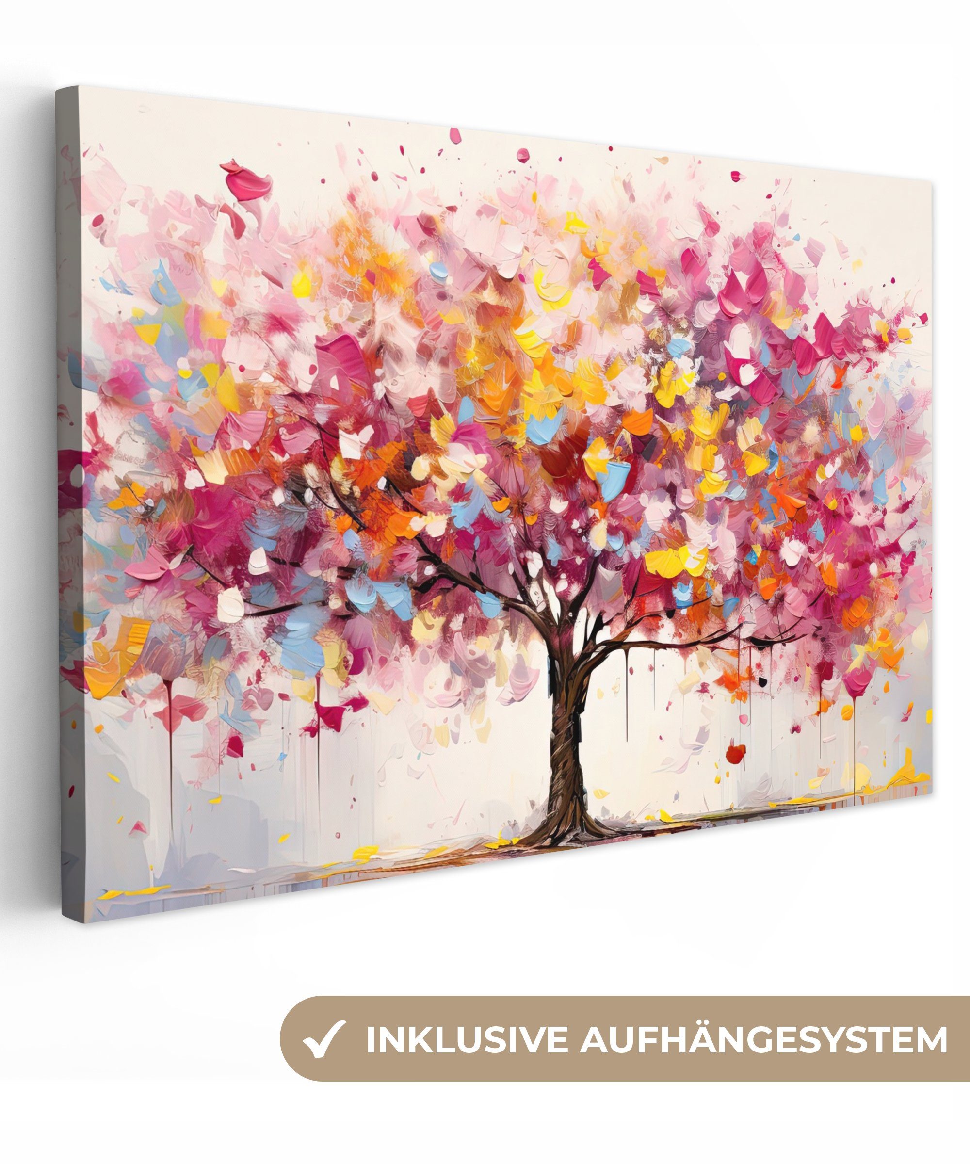 OneMillionCanvasses® Leinwandbild Aquarell - Baum - Kunst - Abstrakt, Fotodruck (1 St), Leinwand Изображения Klein, Wand Dekoration Aesthetic 30x20 cm