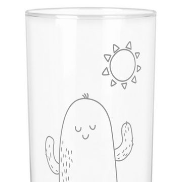 Mr. & Mrs. Panda Glas 400 ml Kaktus Sonne - Transparent - Geschenk, Glas, Wasserglas mit Gr, Premium Glas, Magische Gravur