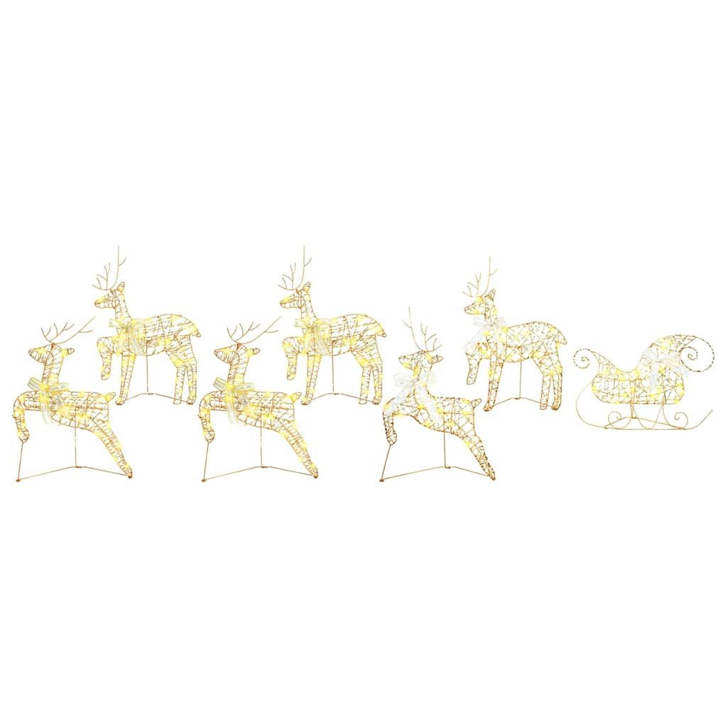 vidaXL Weihnachtsfigur LED Rentiere 7 stk. 40 LEDs Gold 44 x 18 x 65,5 cm PET (7 St)