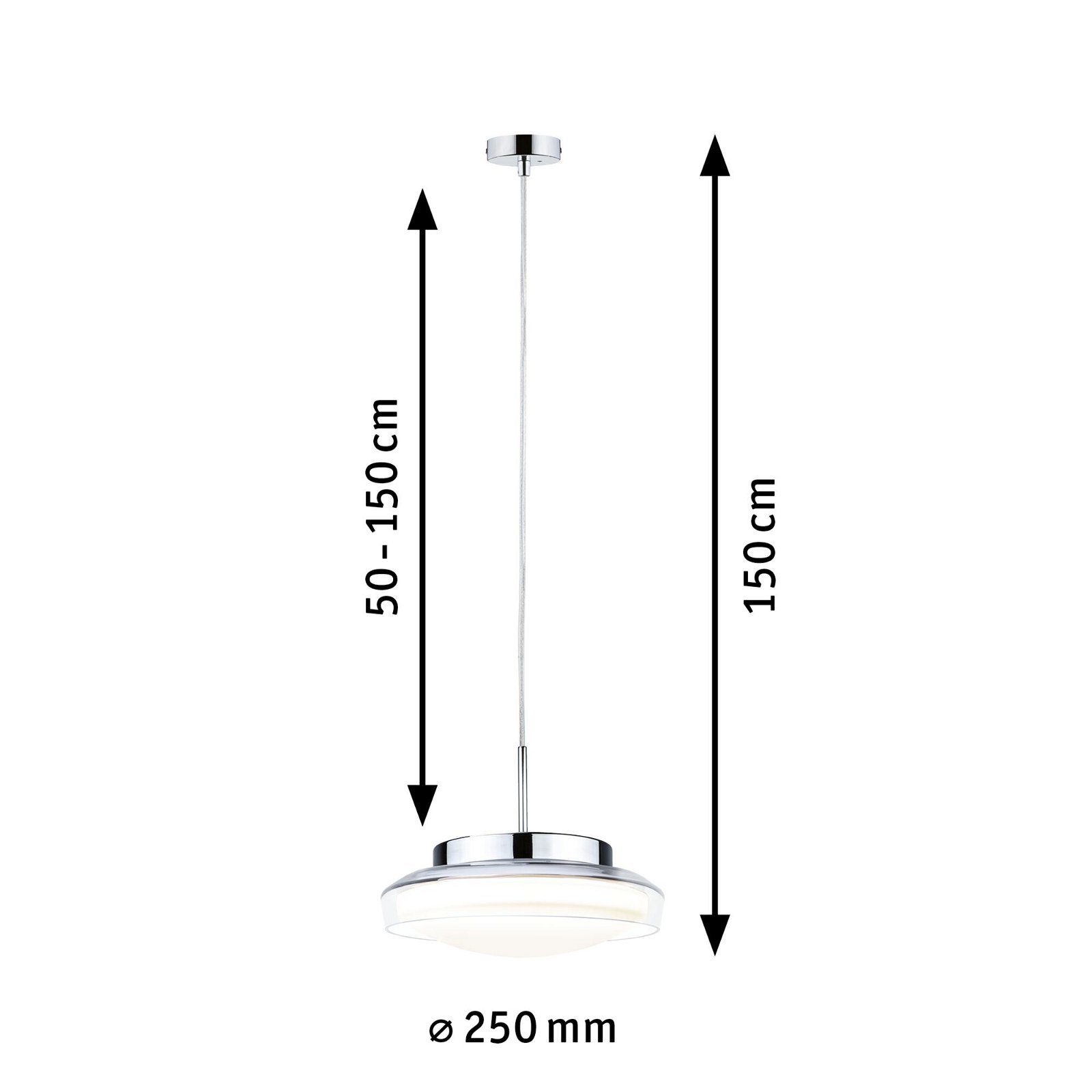 Warmweiß LED Chrom fest Pendelleuchte Glas/Metall, integriert, 230V Bathroom LED Paulmann 3000K IP44 Selection Luena 11,5W
