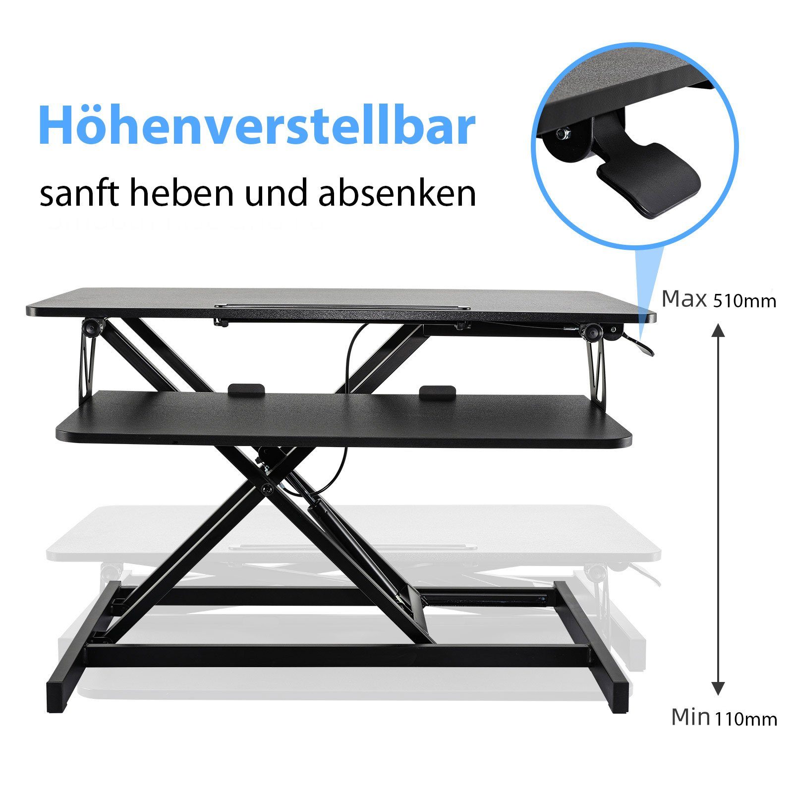 HomeGuru Ablagetisch Steh-Sitztisch,höhenverstellbar,Schreibtischaufsatz Packung) Tastaturablage (1-St., Schwarz mit