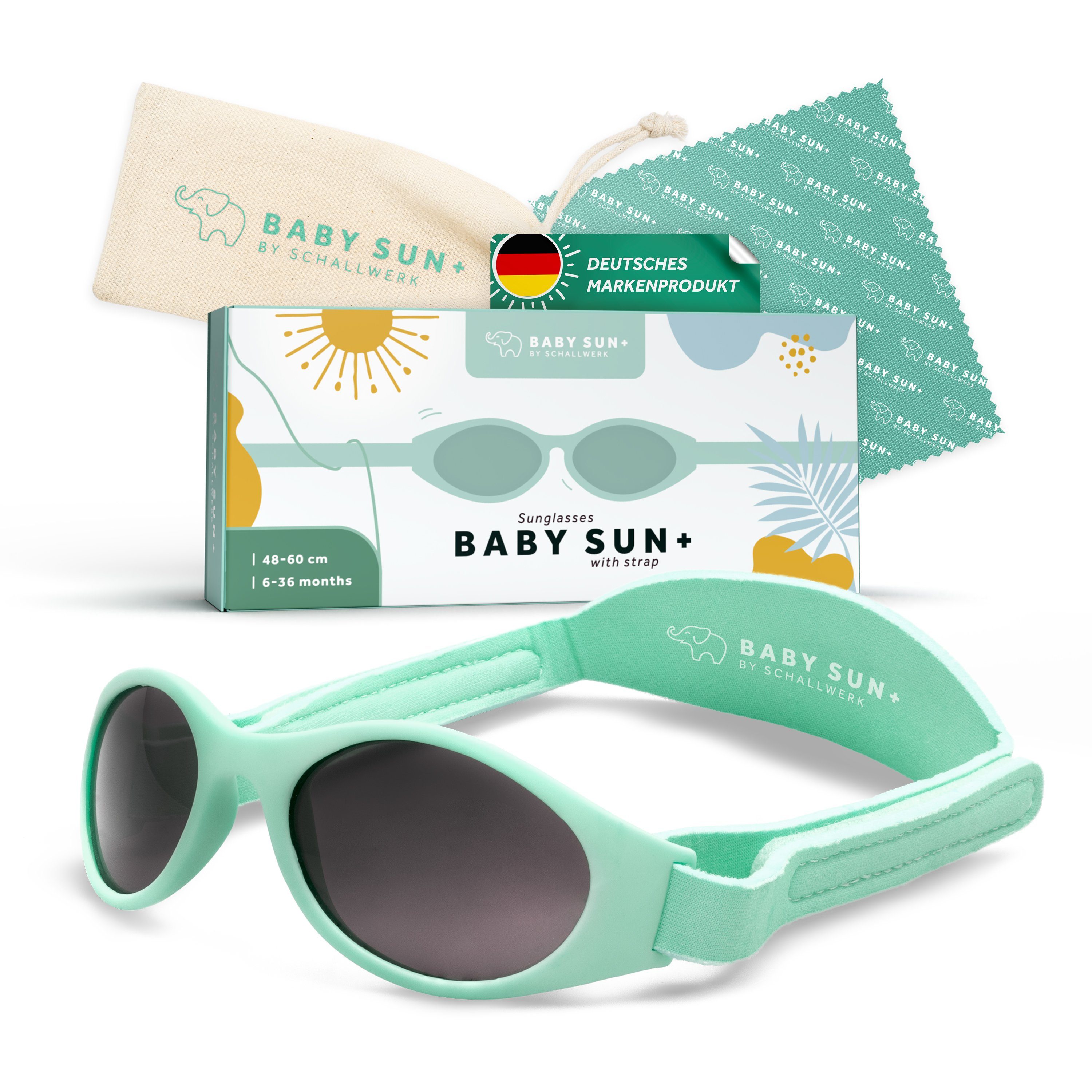Schallwerk Sonnenbrille Baby Sonnenbrille 6-36 Monate UV-Schutz ohne Verrutschen weiches Kopfband, leichtes Gewicht, hoher Schutz