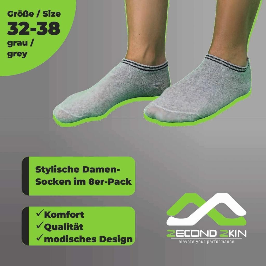 trends4cents Sneakersocken Zecond Zkin 8 Paar Sneaker Socken Gr. 32-38 grau (8-Paar)