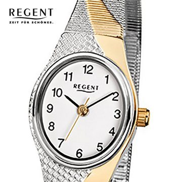 Regent Quarzuhr Regent Damen-Armbanduhr silber gold Analog, Damen Armbanduhr oval, klein (ca. 20x22mm), Edelstahl, ionenplattiert