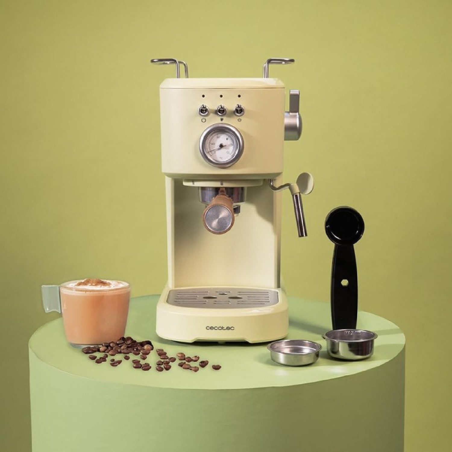 Cecotec Espressomaschine, 1.25l Kaffeekanne, Power Espresso 20 Retro Green