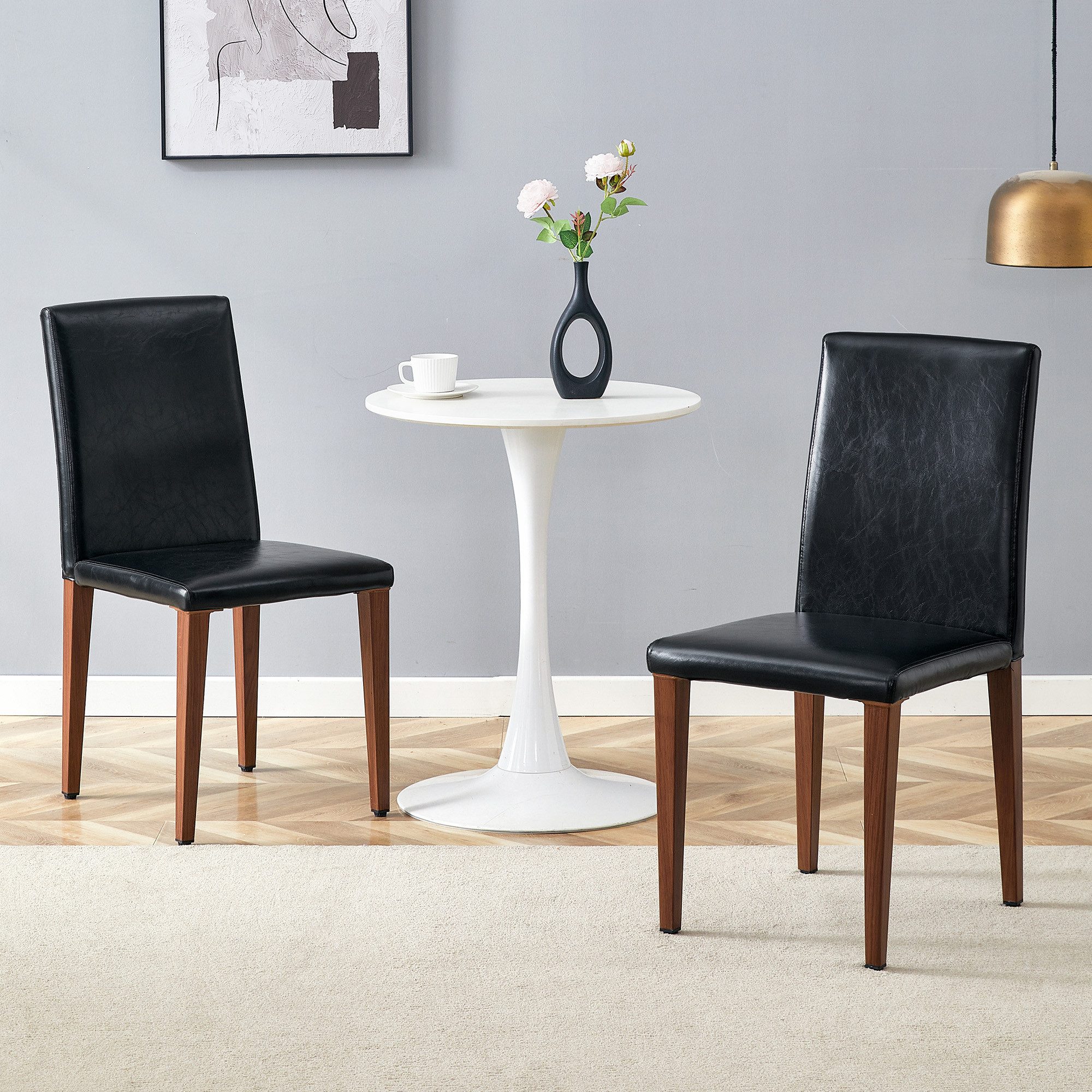JUFU Polsterstuhl Esszimmerstuhl, Wohnzimmerstuhl, Küchenstuhl, 41 x 47 x 90 cm (2 St), Kunstleder mit Metallbeinen, Modernes Design, 2er Set