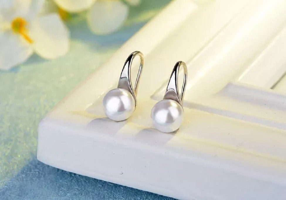 Amy too Creolen-Set Sterlingsilber Perle 925 Perle Set), 2 Stück mit (2-tlg