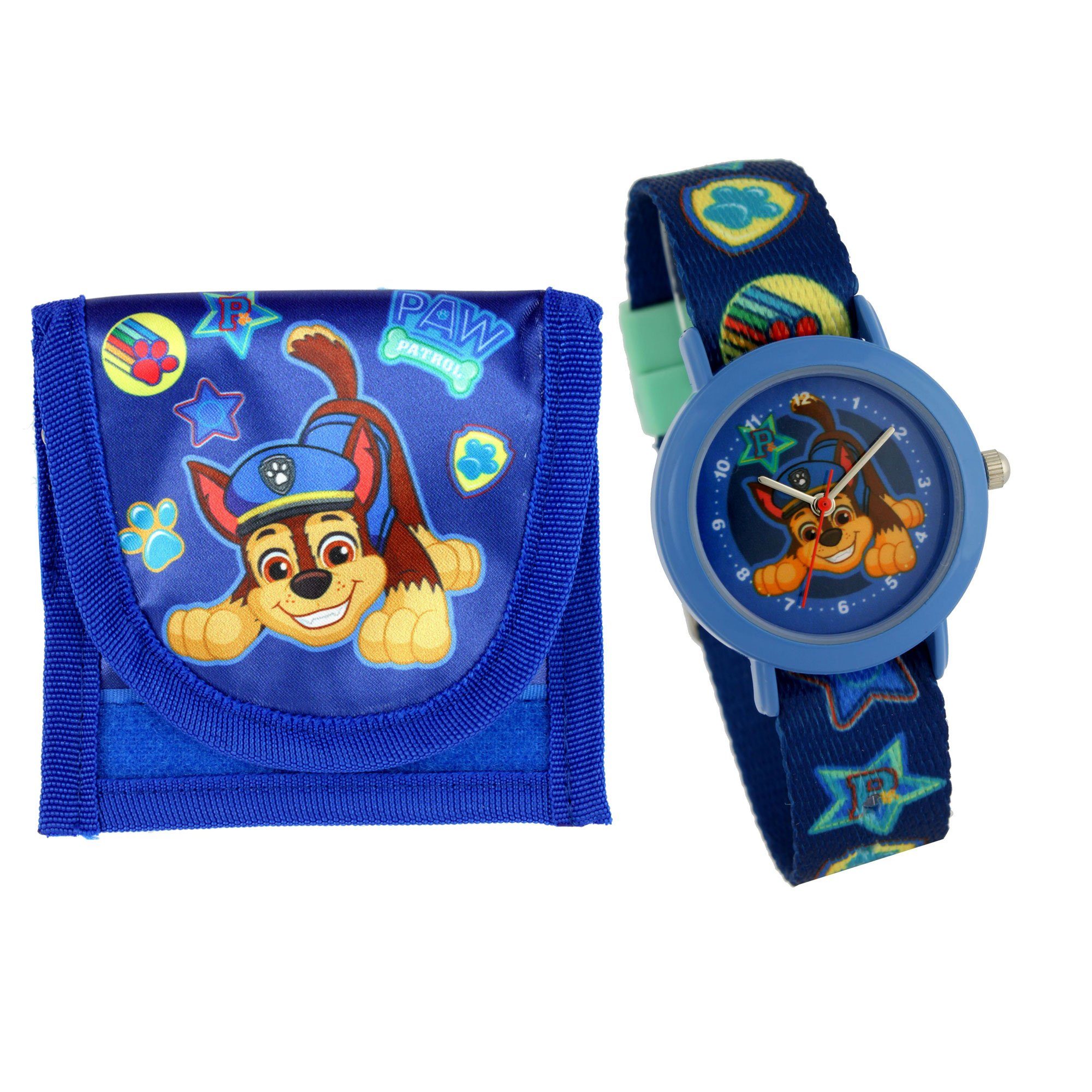 PAW PATROL Quarzuhr PAW Patrol Kinderarmbanduhr, Brustbeutel Textilarmband