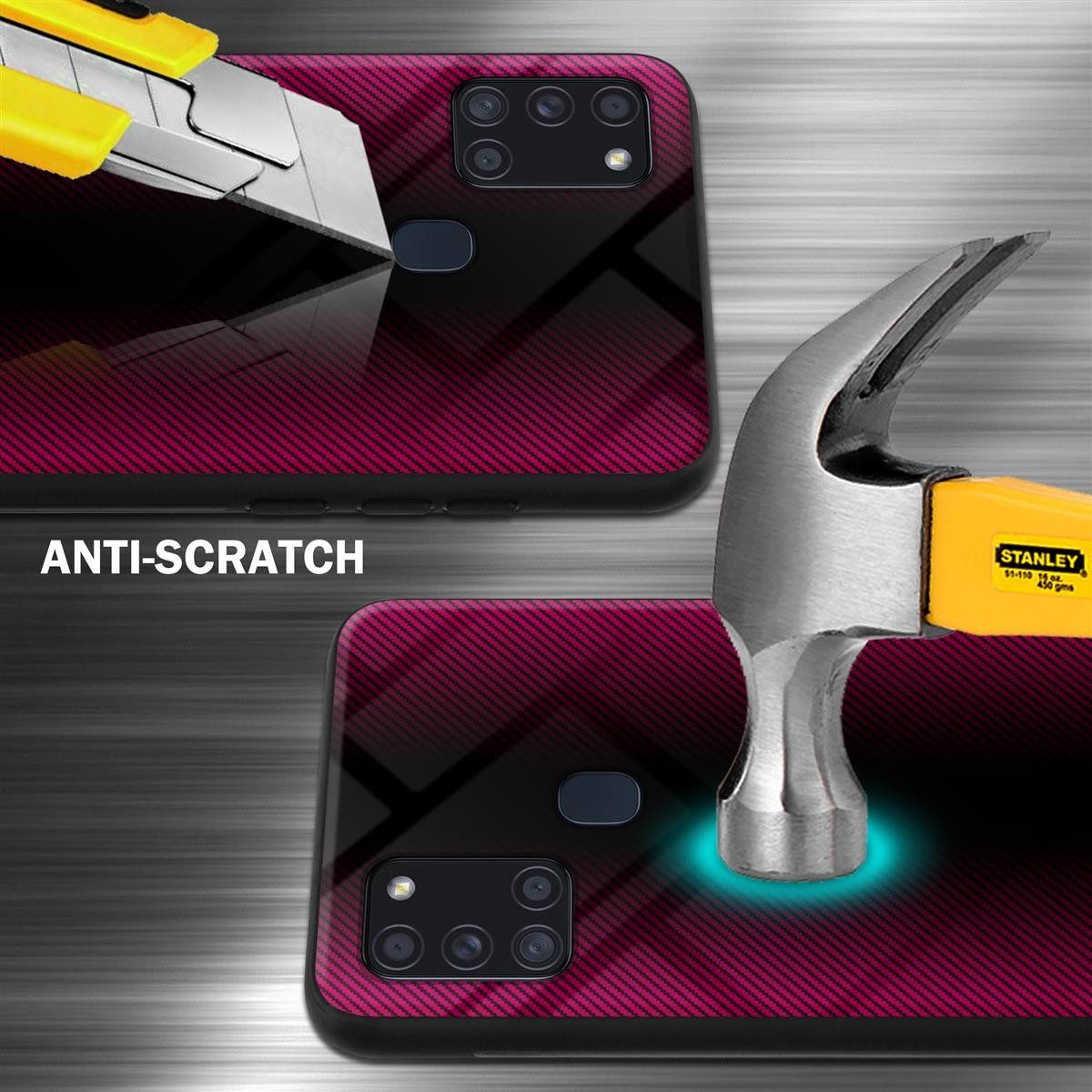 Cadorabo Handyhülle für Samsung Galaxy A21s Hülle Samsung Galaxy A21s, Robustes Hard Case - Handy Schutzhülle - Hülle - Back Cover Bumper