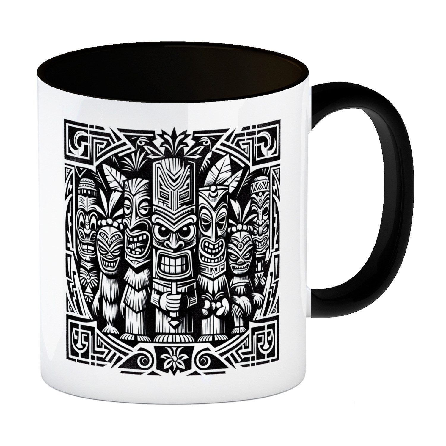 speecheese Tasse Tiki Figuren Kaffeebecher in schwarz