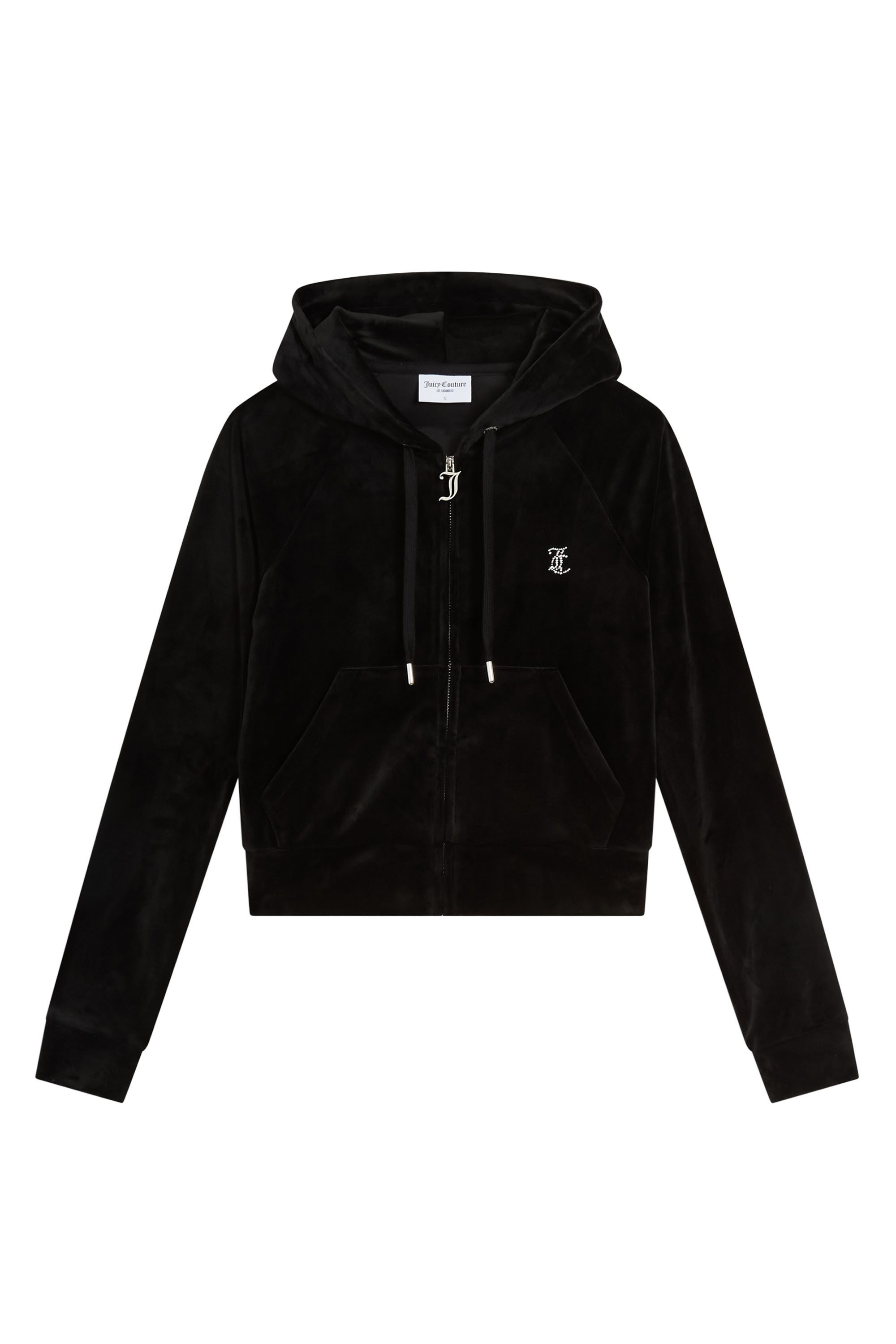 Juicy Couture Kapuzennickijacke MADISON HOODIE Damen Trainingsjacke Damen, Sweatjacke mit Kapuze, Velour, mit Glitzer, Sale