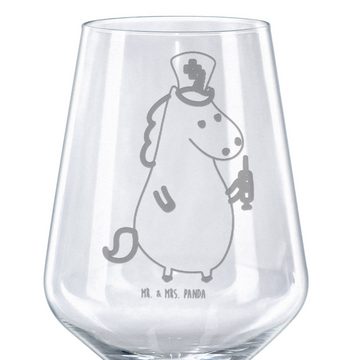 Mr. & Mrs. Panda Rotweinglas Einhorn Krankenschwester - Transparent - Geschenk, Krankenschwester D, Premium Glas, Unikat durch Gravur