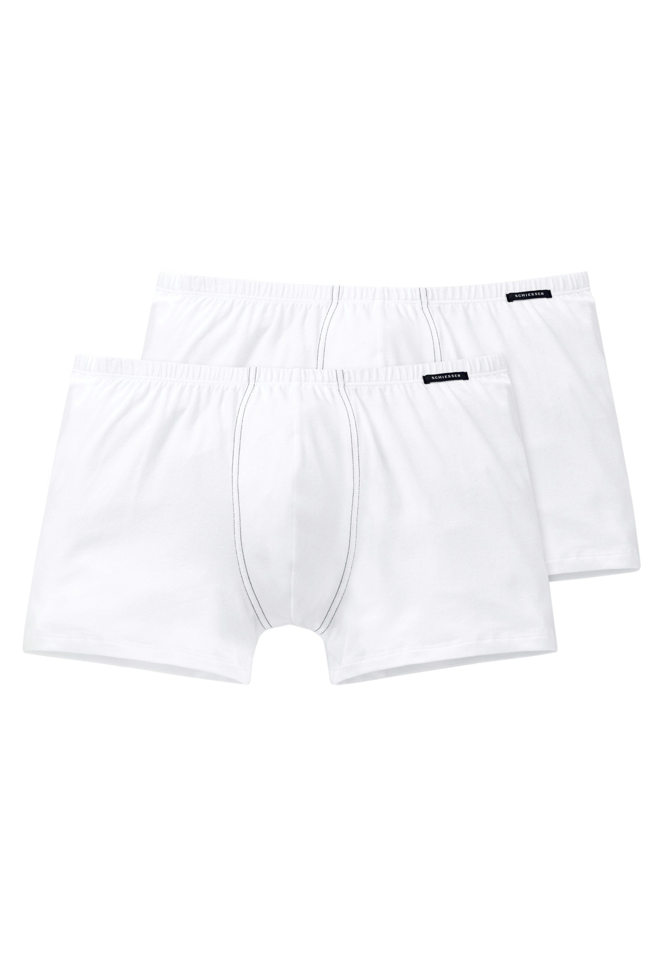 Schiesser Retro Boxer 2er Pack Cotton Essentials (Spar-Set, 2-St) Shorts - Baumwolle - Ohne Eingriff - Weiß