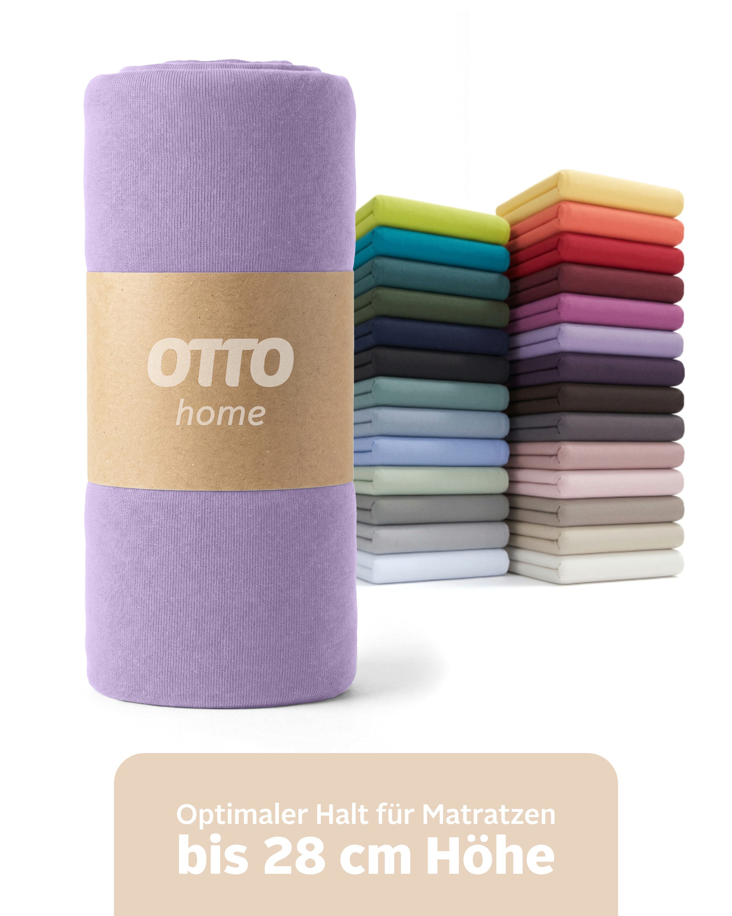 OTTO home Spannbettlaken BLACKBERRY in PREMIUM und BASIC Qualität, 100% Baumwolle, Jersey (110 g/m), Gummizug: rundum, (1 Stück), für hohe Matratzen bis 28 cm, Bettlaken, Spannbetttuch, Boxspring
