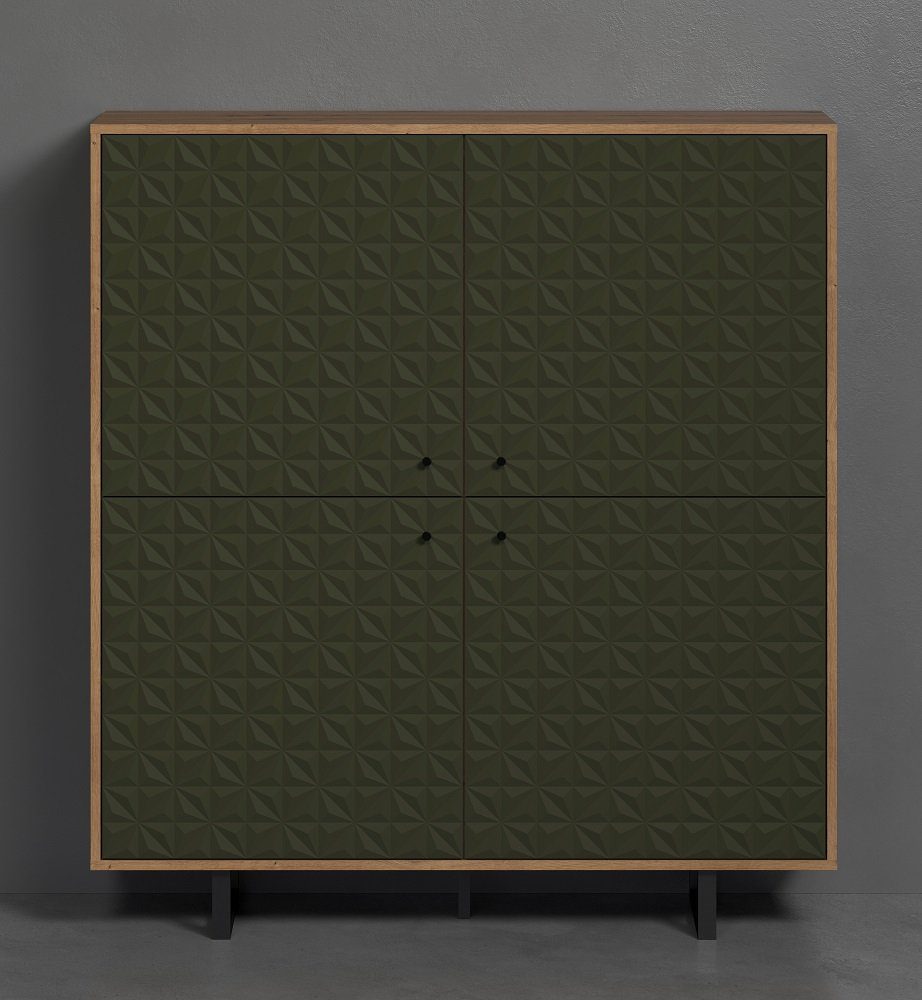 trendteam Vitrine Highboard Sentra, Dark Green / Artisan Eiche (no-Set)