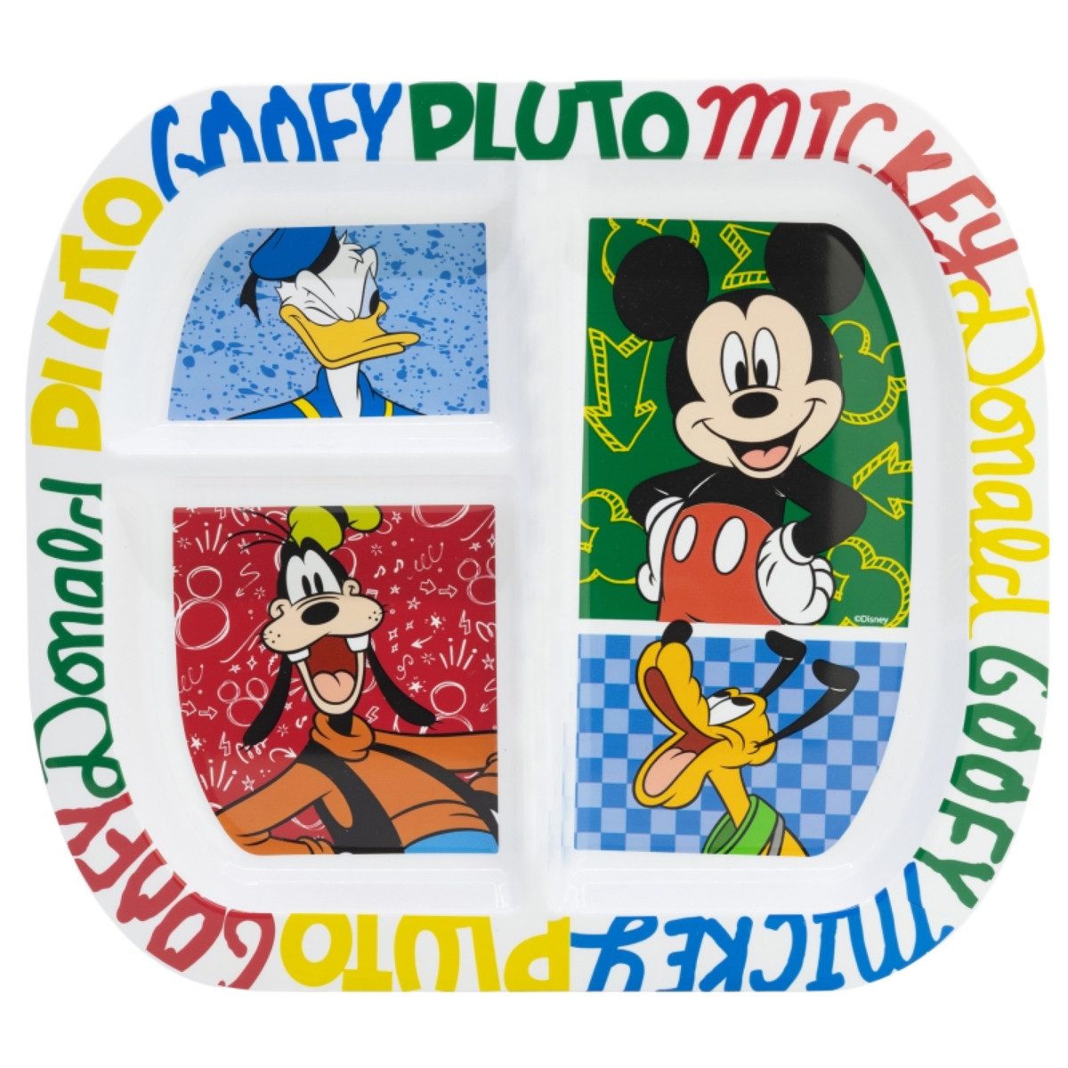 Storline Frühstücksteller Disney Mickey Mouse rechteckig mit 3 Fächern Mikrowellengeeignet
