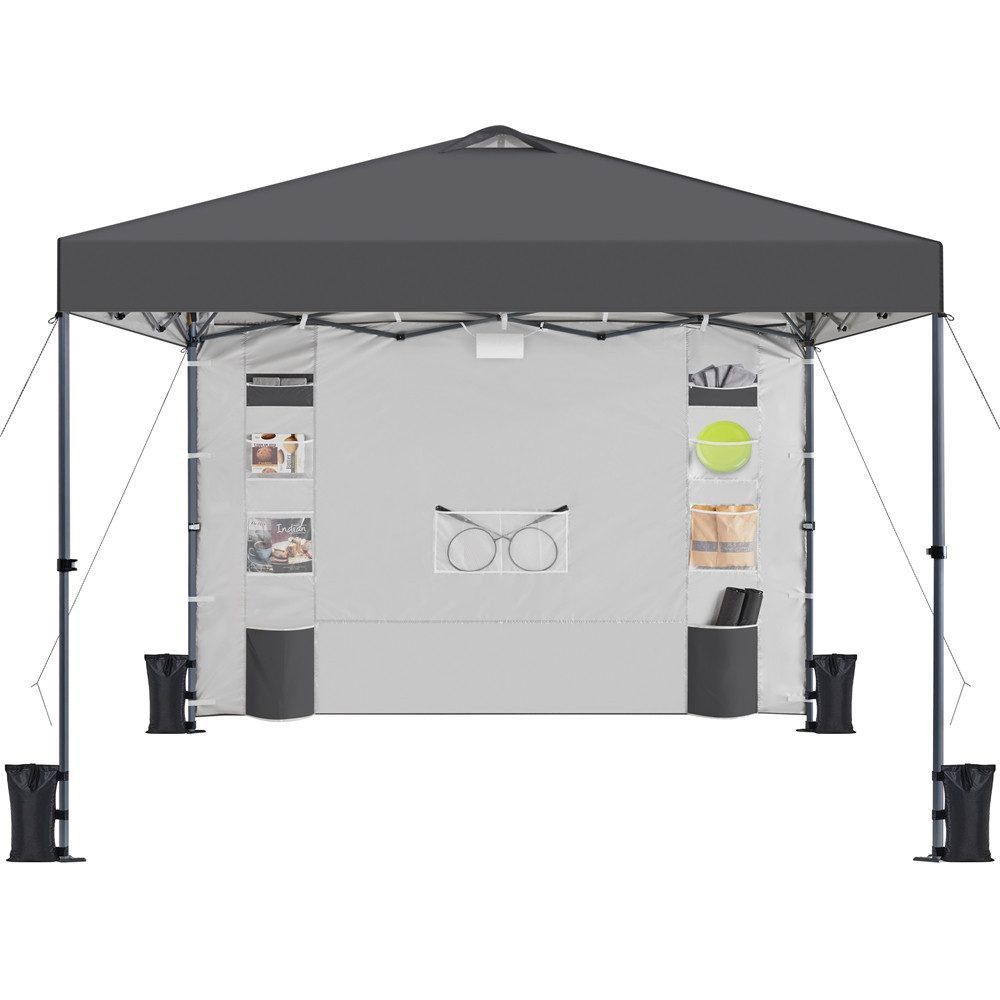 Yaheetech Faltpavillon 2,5x2,5 m/ 3x3 m, mit 1 Seitenteilen, Pop up Pavillon Zelt mit Seitenwand & Aufbewahrungstaschen