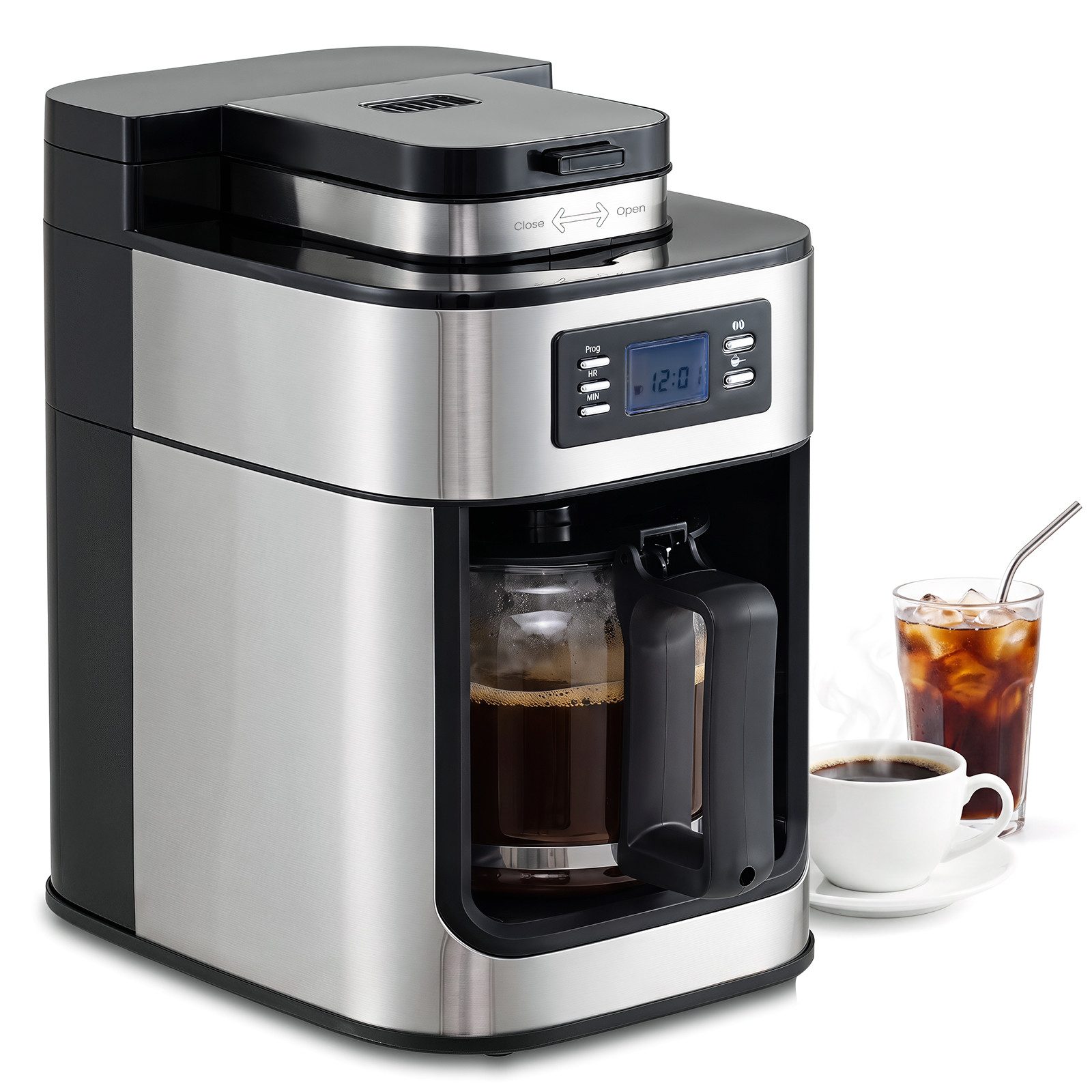 COSTWAY Filterkaffeemaschine, 1l Kaffeekanne, mit Glaskanne, 8 Tassen, Timer