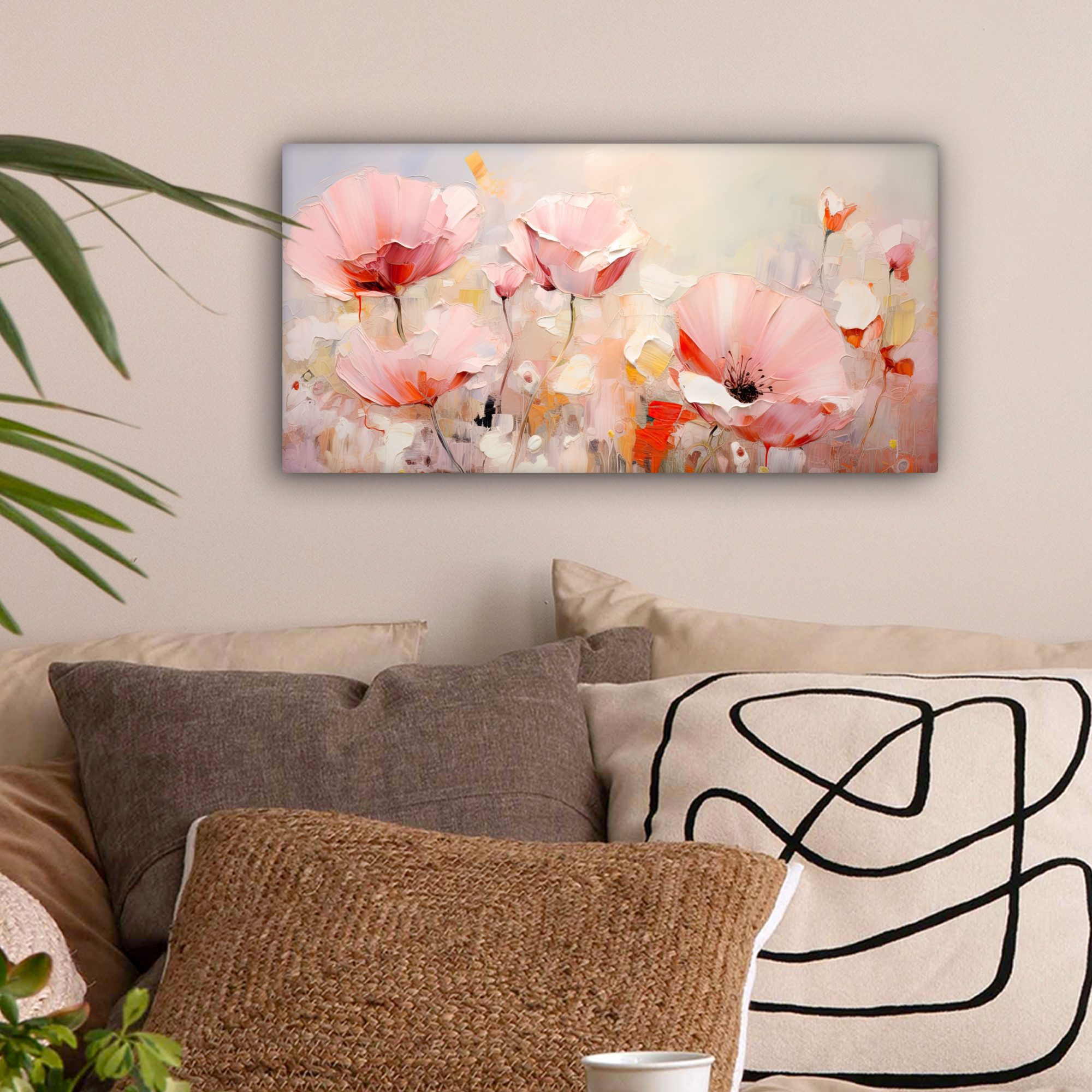 OneMillionCanvasses® Leinwandbild Panorama Blumen - Aquarell günstig online kaufen