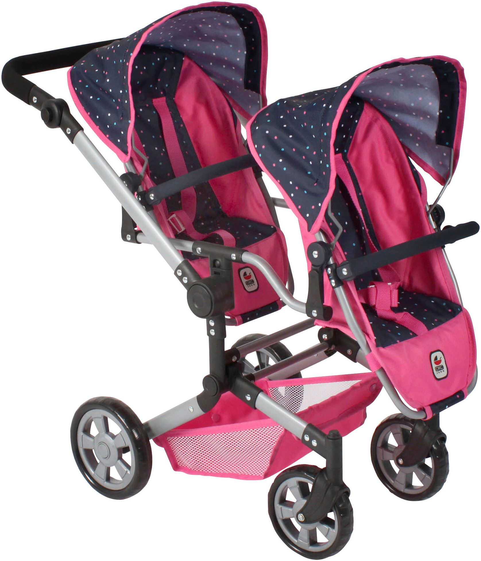 CHIC2000 Puppen-Zwillingsbuggy Linus Duo, mit zwei abnehmbaren, bis in Liegeposition verstellbaren Sportsitzen