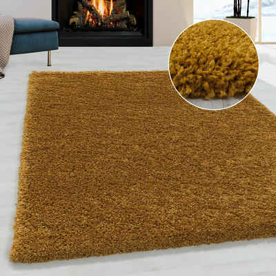 Hochflor-Teppich Hochflorteppich Shaggy Uni Wohnzimmer Langflorteppich, Miovani, Rechteckig, Höhe: 30 mm