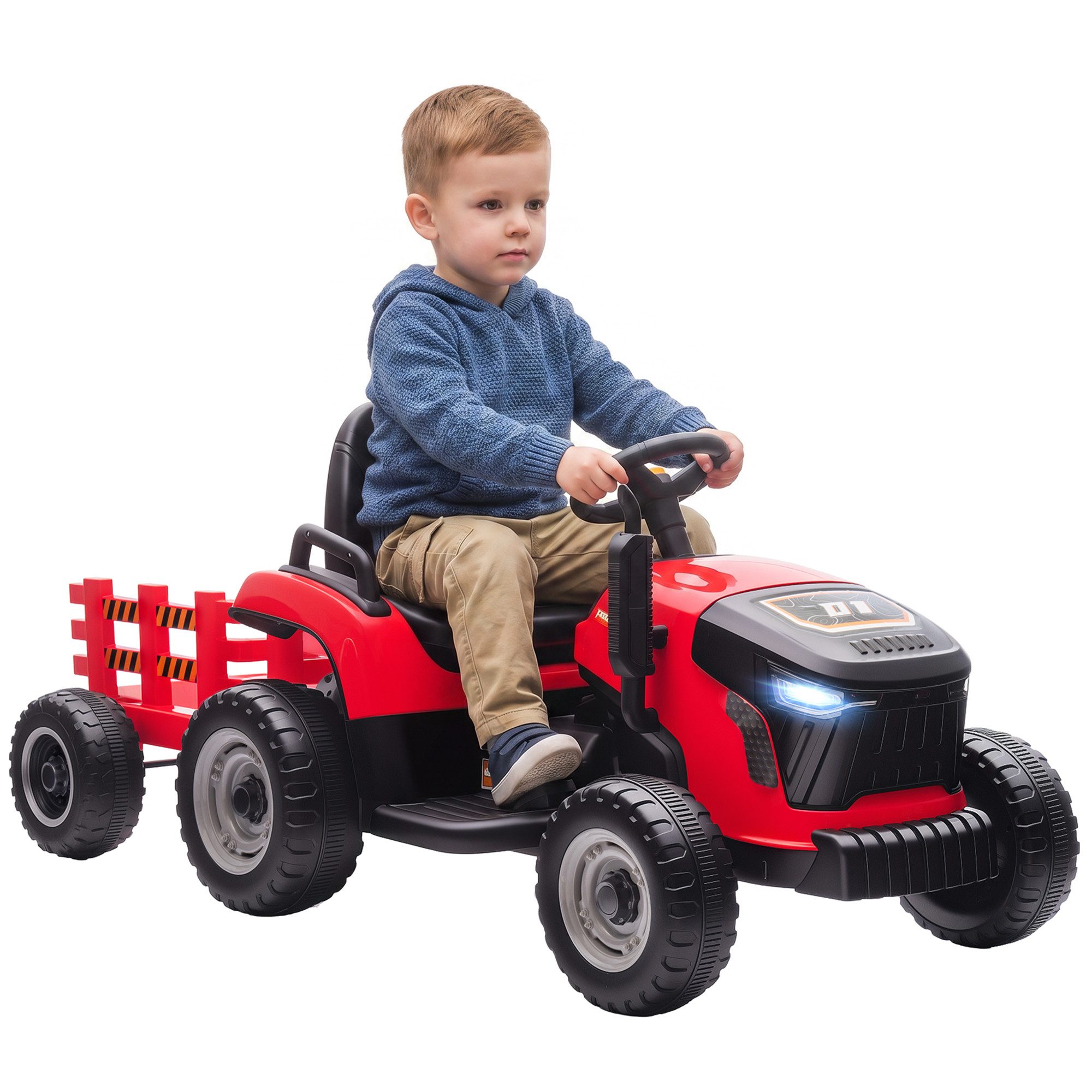 AIYAPLAY Elektro-Kindertraktor Aufsitz-Traktor mit Fernbedienung, Belastbarkeit 30 kg, (1-tlg), Soft-Start-Funktion, für Kinder im Alter von 3-8 Jahren, Rot