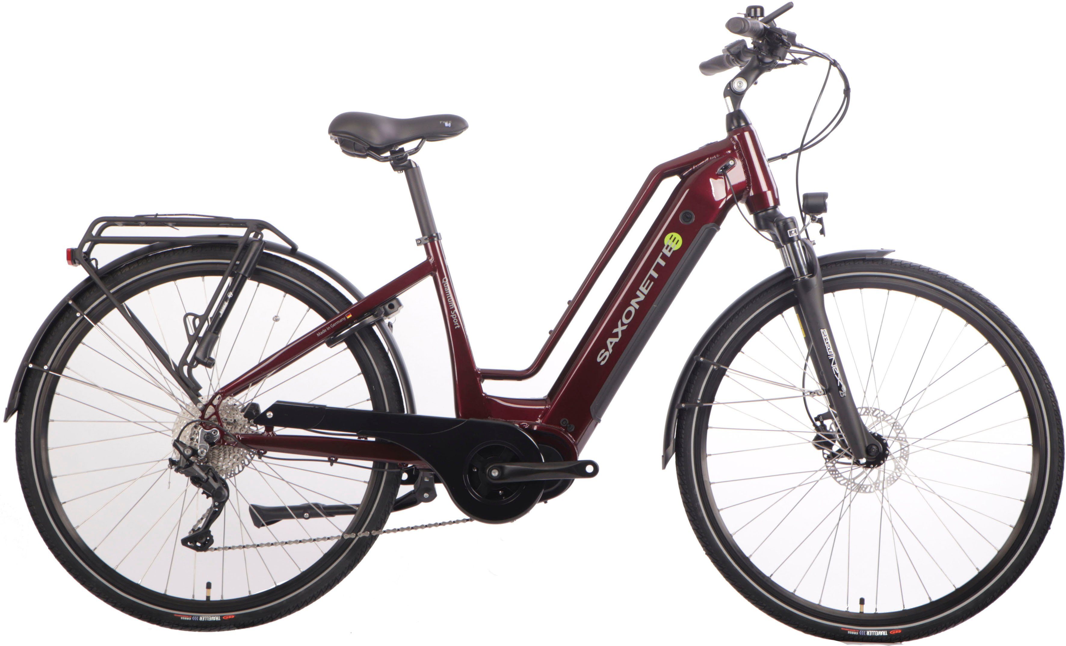 SAXONETTE E-Bike Trekkingrad Quantum Sport, 10 Gang Shimano, Kettenschaltung, Mittelmotor, 540 Wh, Pedelec, Elektrofahrrad für Damen u. Herren