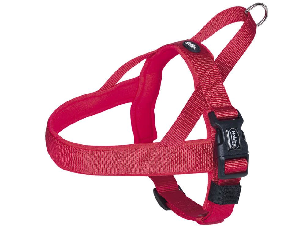 Nobby Hunde-Geschirr Norwegergeschirr "Classic Preno", rot/rot, L-XL, Nylon-Neopren, Bauchriemen stufenlos verstellbar
