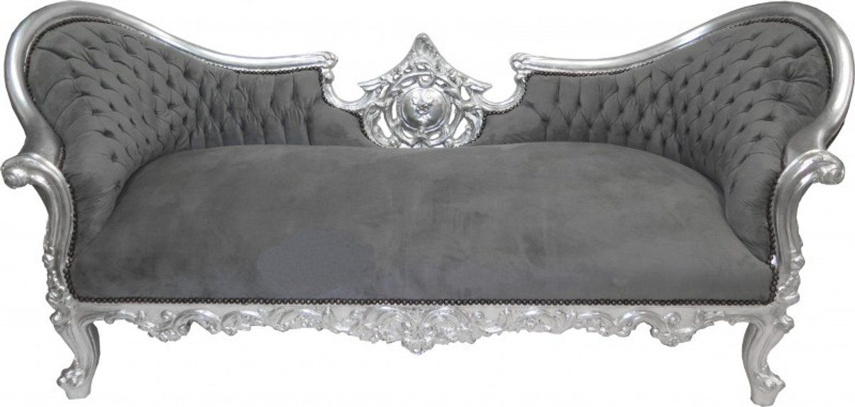 Couch Grau/Silber - Lounge Limited Vampire Sofa Sofa - Barock Edition Padrino Casa