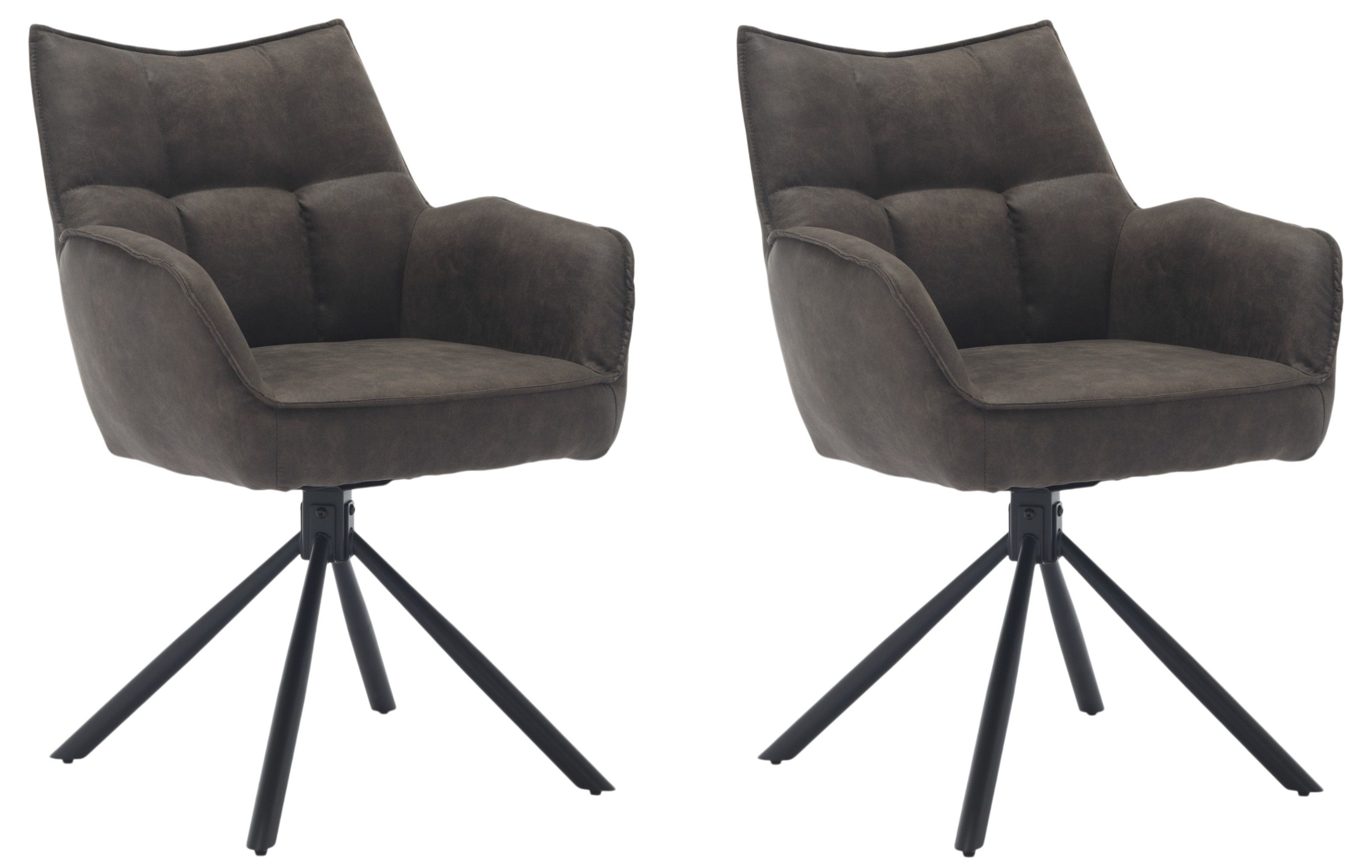 möbelando Armlehnstuhl Armlehnstuhl >Bonanza< (2er-Set) Drehfunktion, Federkern, olive - (2er-Set), (2er-Set) Drehfunktion, Federkern, anthrazit - 62x89x62 (BxHxT)