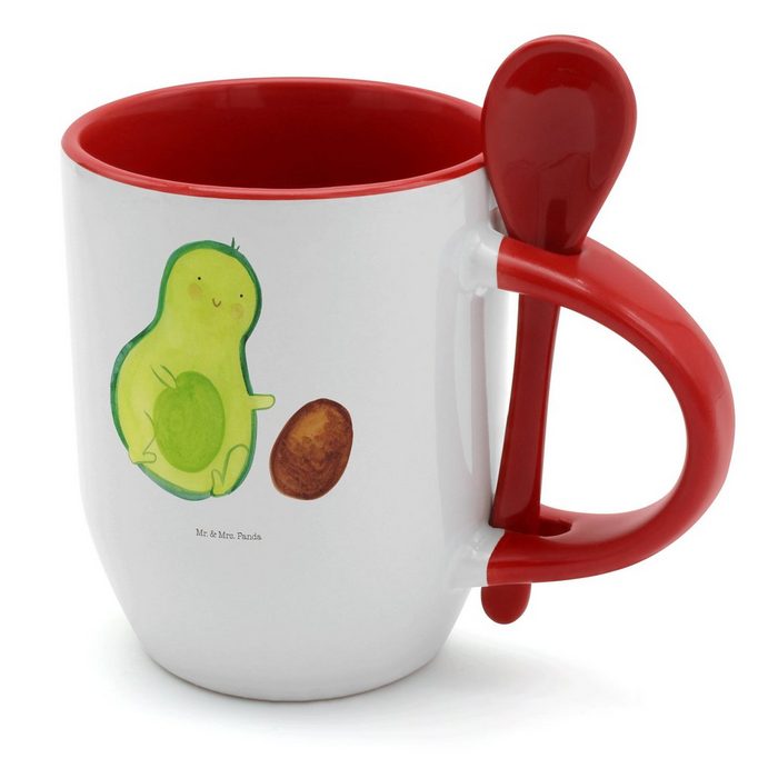 Mr. & Mrs. Panda Tasse Avocado rollt Kern - Weiß - Geschenk Geburt Tasse mit Spruch Kaffe Keramik