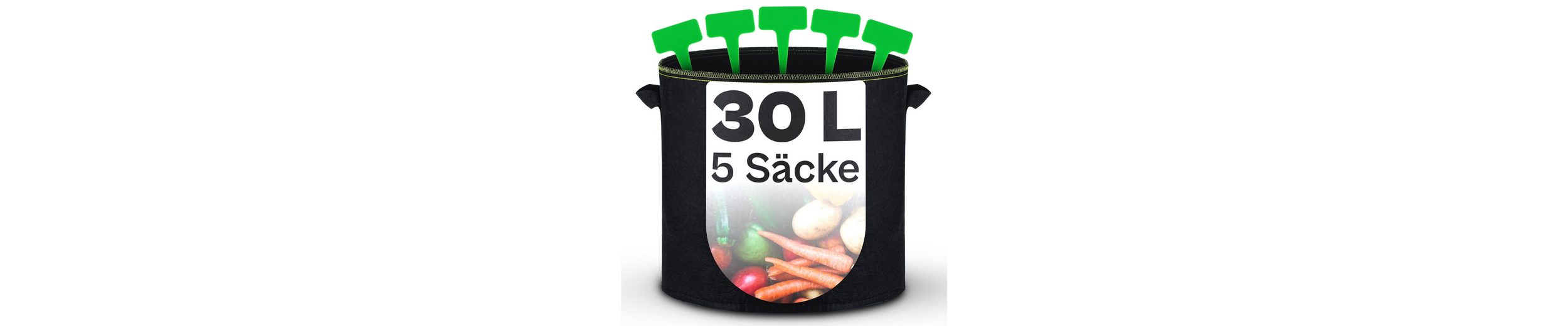 Praknu Pflanzkübel »30 Liter 5 Pflanzsack Schwarz« (Set, 5 Stück, 5er