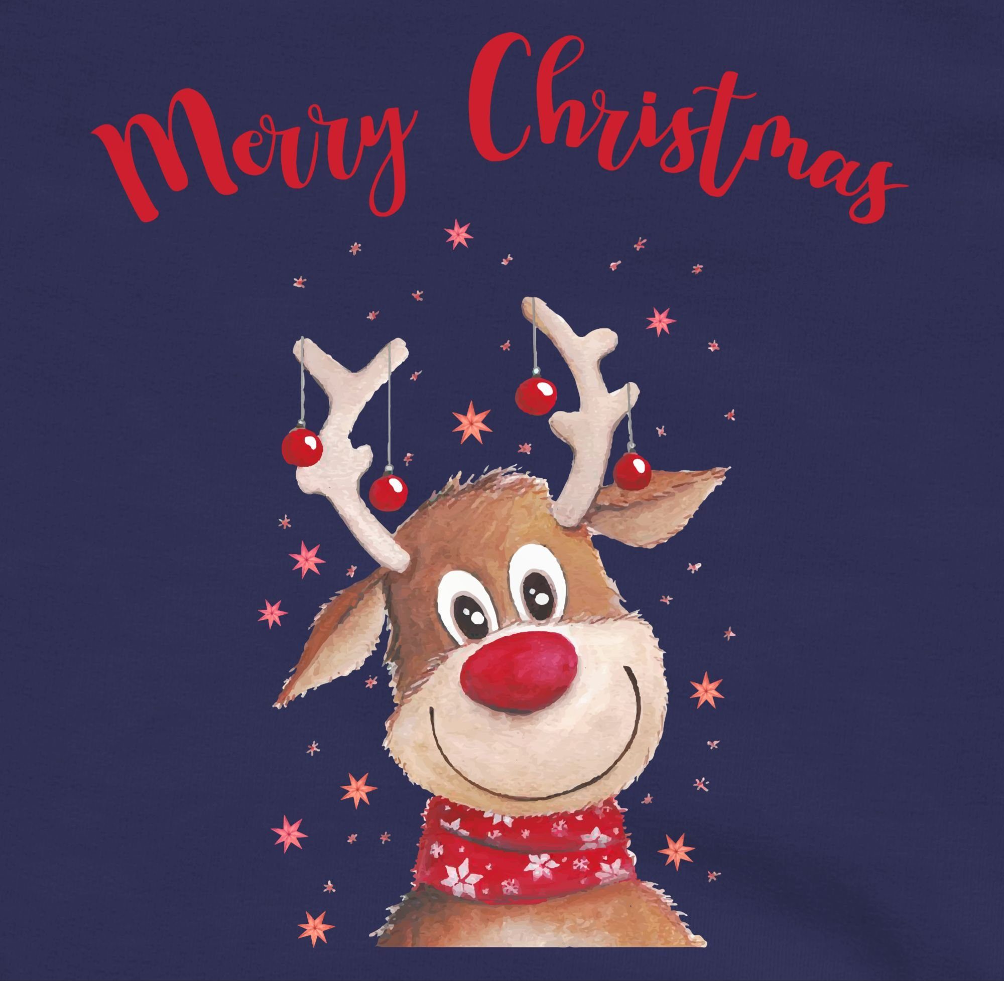 Christmas Blau/Grau Merry meliert Kinder Shirtracer Weihnachten 2 Hoodie Kleidung Navy Rentier
