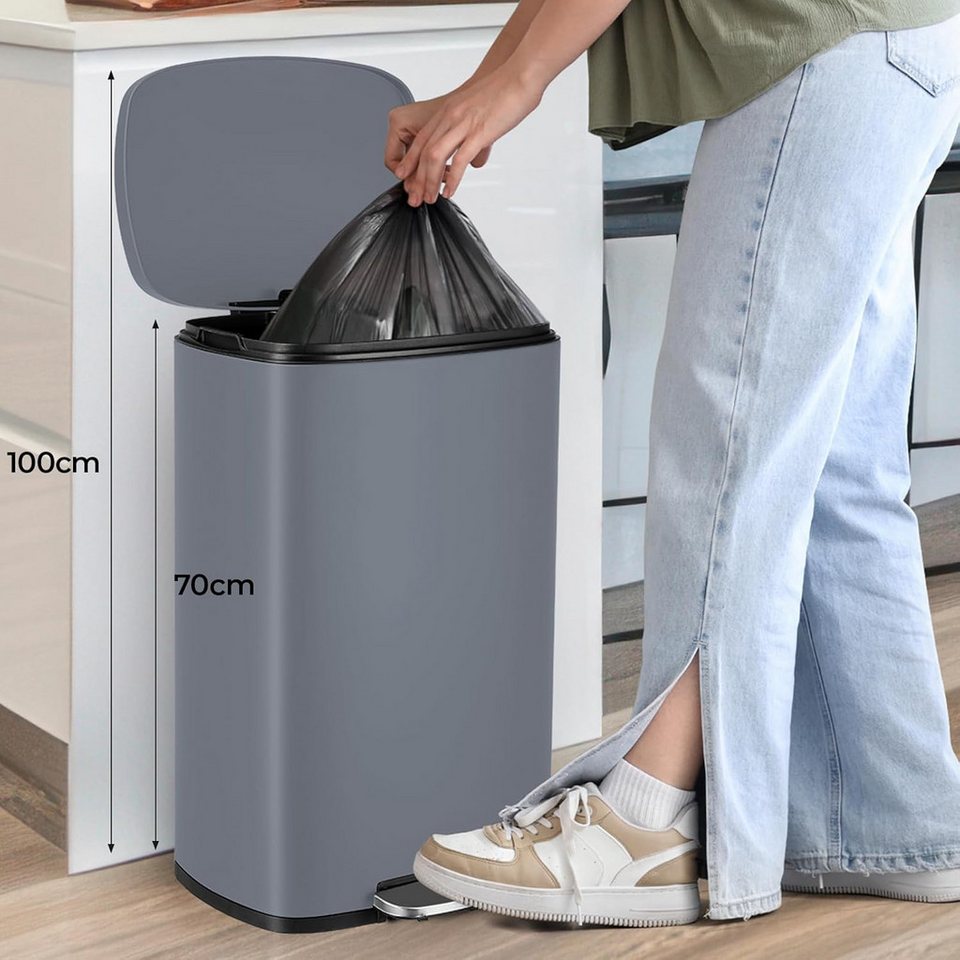 TLGREEN Mülleimer, 50l + 5L, 2er Set Abfalleimer,Tretmülleimer Set für Küche, Badezimmer, Abfallbehälter