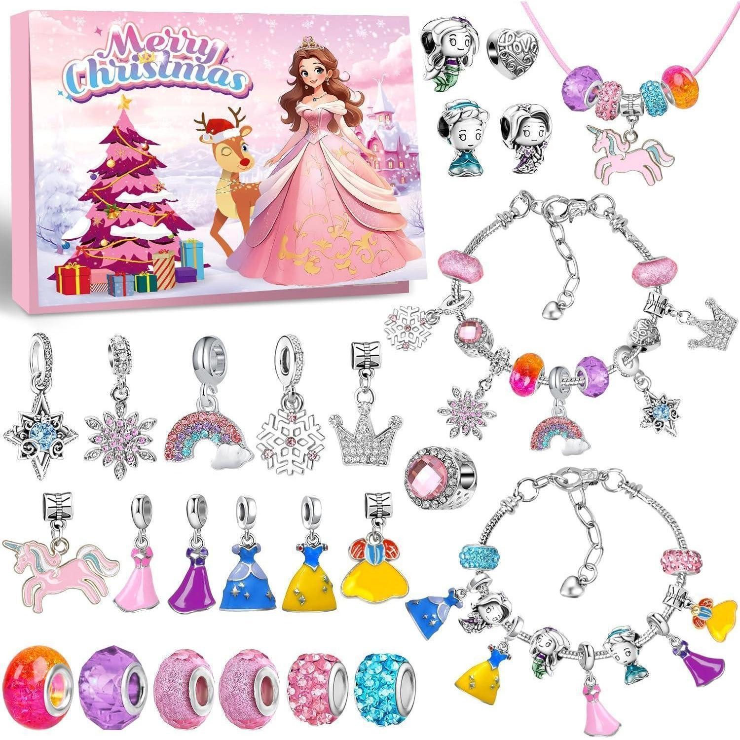 LuxusKollektion Schmuck-Adventskalender Adventskalender Schmuck Teenager 24 Teile Halskette Armband Charms