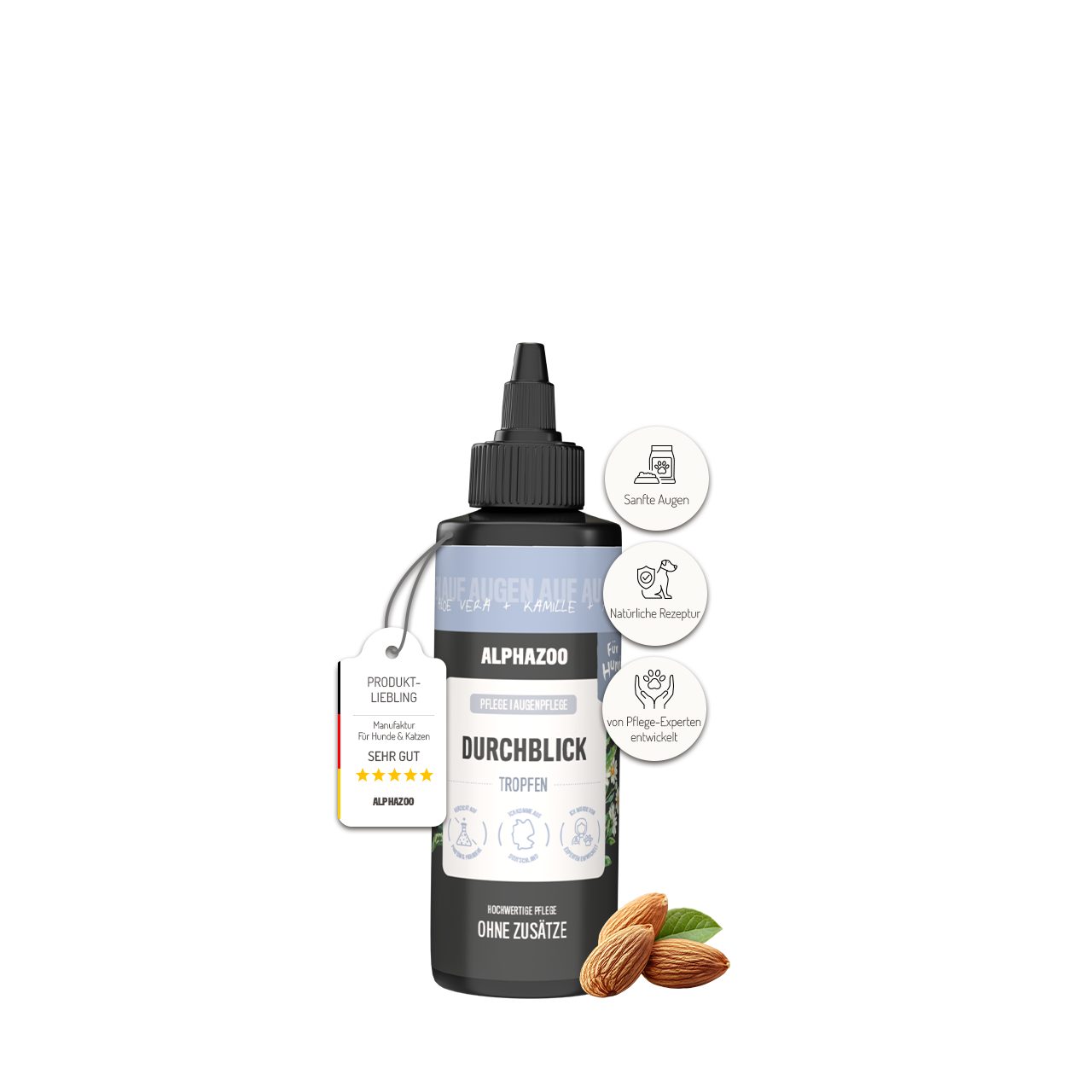 ALPHAZOO Очіpflege-Set Durchblick Очіpflege 100ml für Hunde, Очіtropfen für tränende Очі, Очіreiniger