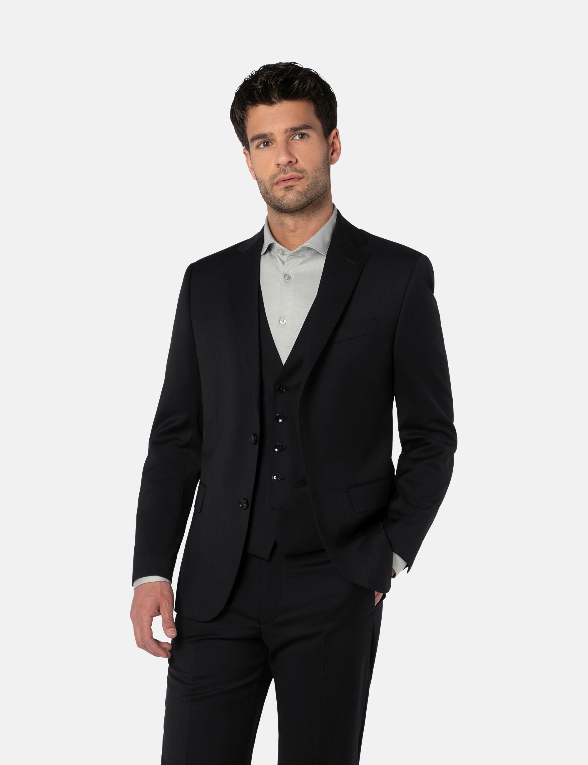 BENVENUTO. Anzug ROMEO NERO V (2-tlg) mit klassischem Reverskragen