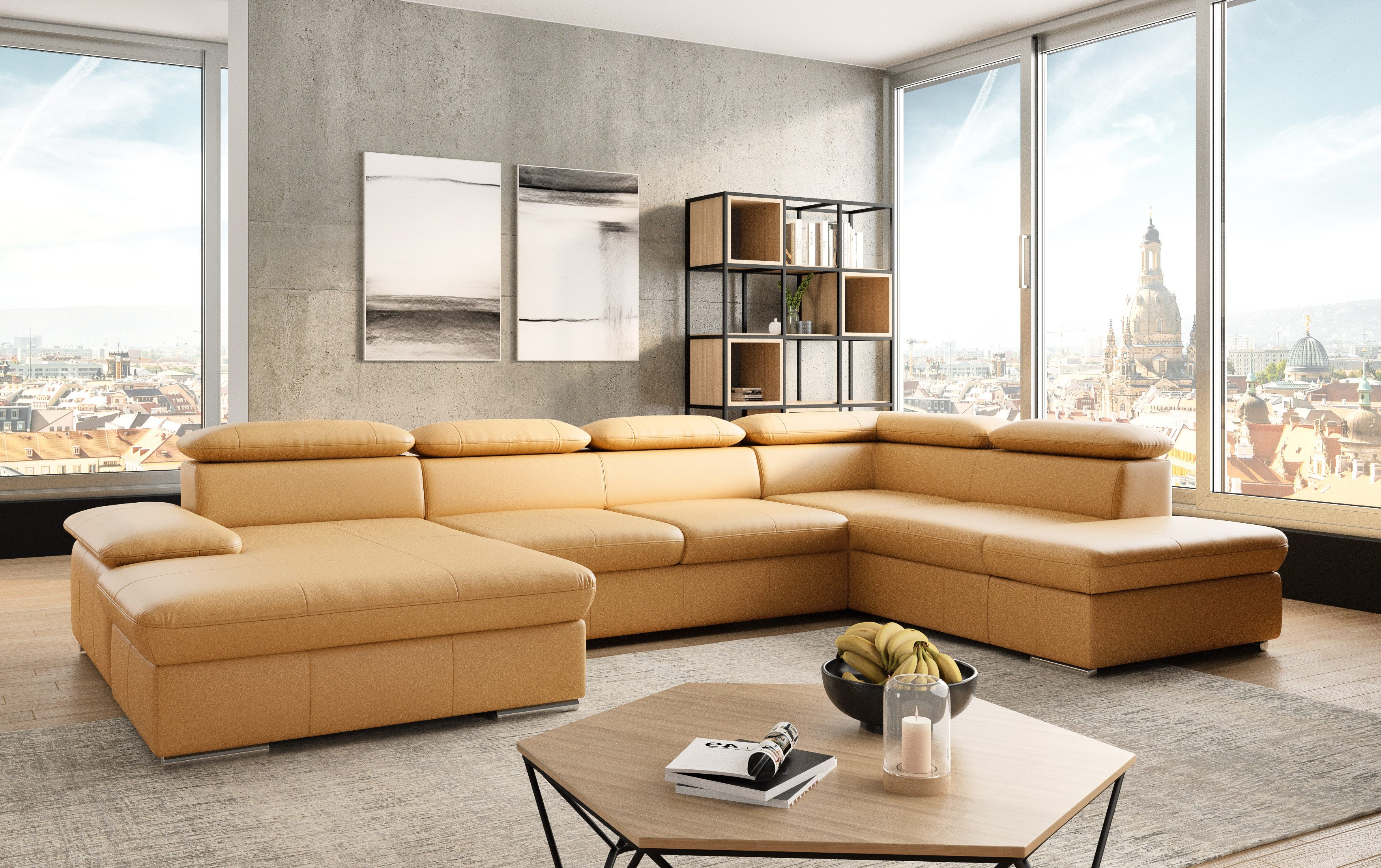 sit&more Wohnlandschaft Valantine U-Form, B: 349 cm, mit Arm- & Kopfteilverstellung, optional mit Bettfunktion