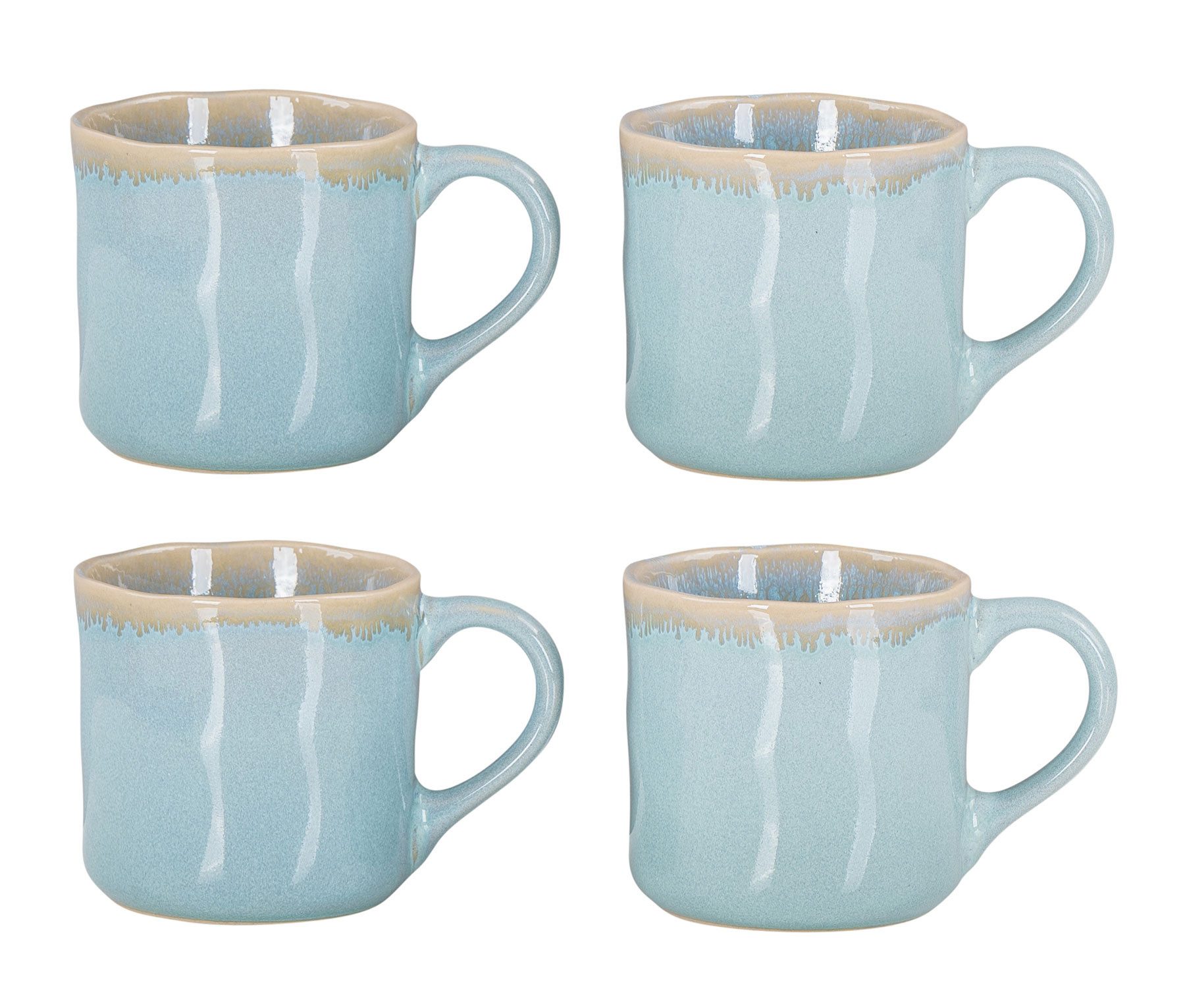 Levandeo® Becher, 4er Set Steingut Becher 350ml Tasse Grün Kaffeepott Tasse Modern