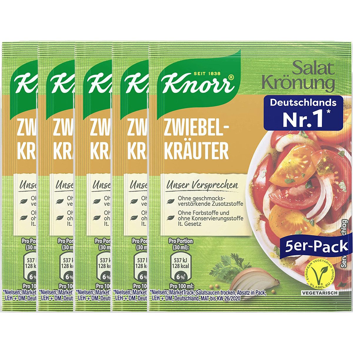 Knorr Saucen, Knorr Salatkrönung Zwiebel Kräuter feines Dressing 5x 8g 5er Pack