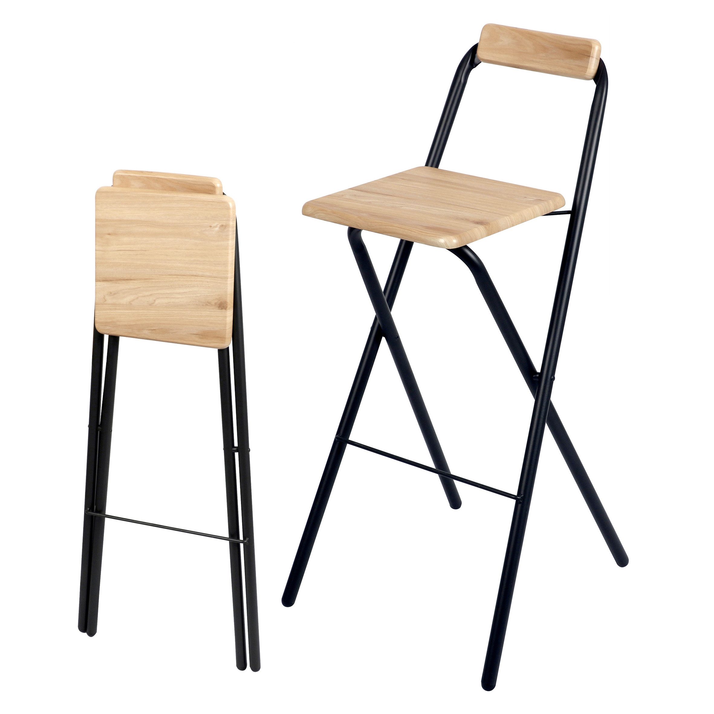 Spetebo Barhocker klappbar mit Metall Gestell Belastbarkeit 120 kg - 98 x 48 cm (Tresenhocker, 1 St., faltbar), mit Holz Sitzfläche