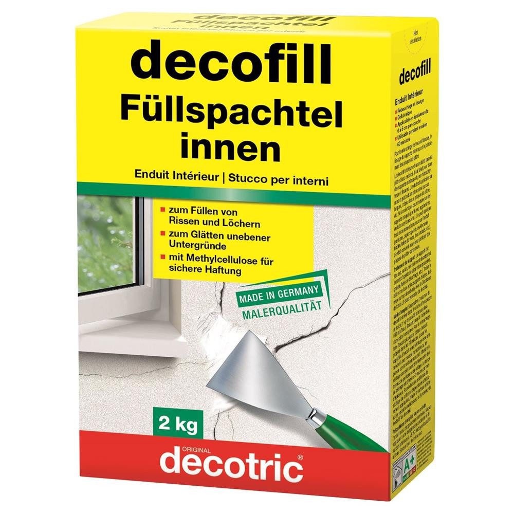decotric® Spachtelmasse decofill Füllspachtel Innen Füllen von Rissen und Löchern Spachtel, 2 k