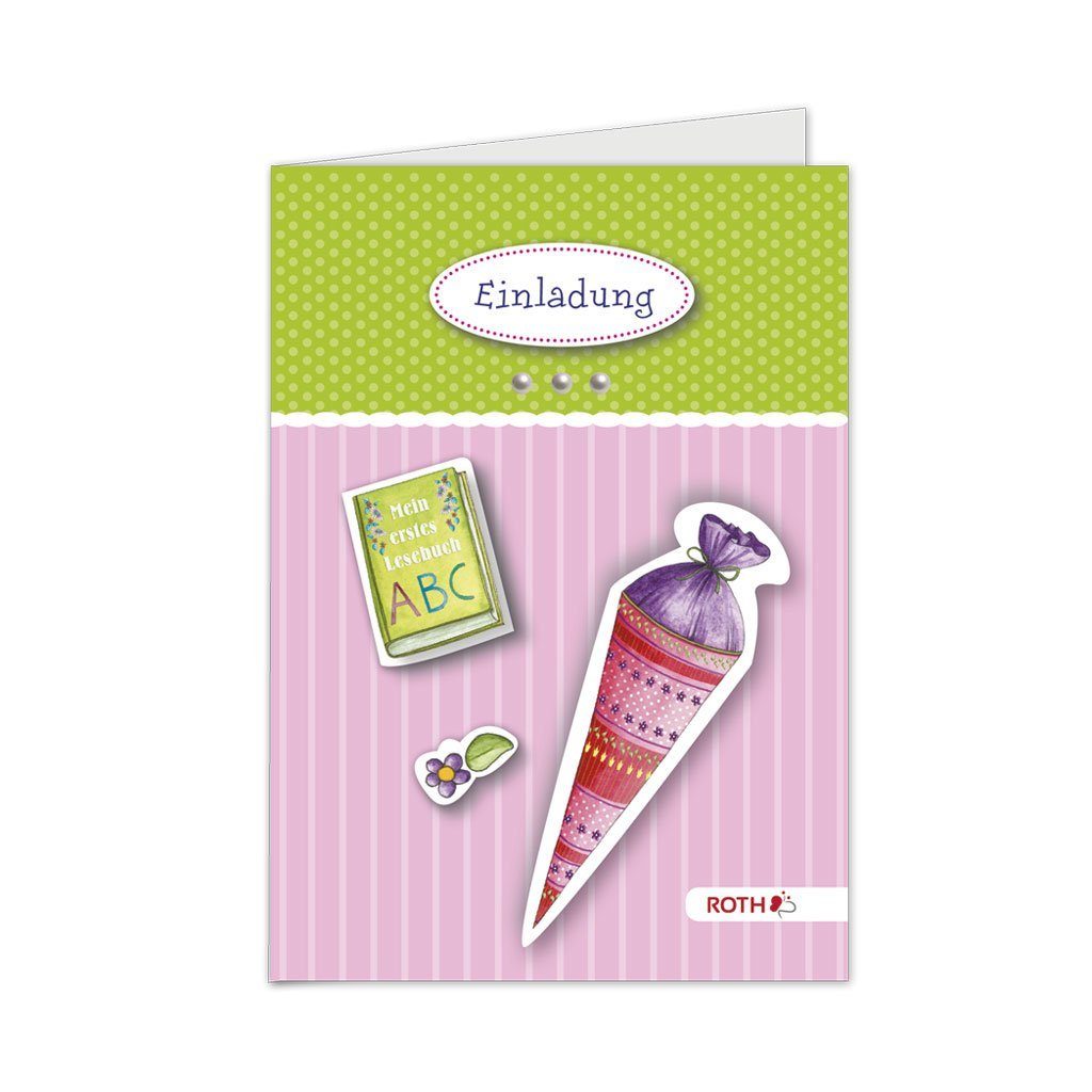 Roth Einladungskarten Roth 3D-Einladungen zum Schulanfang pink