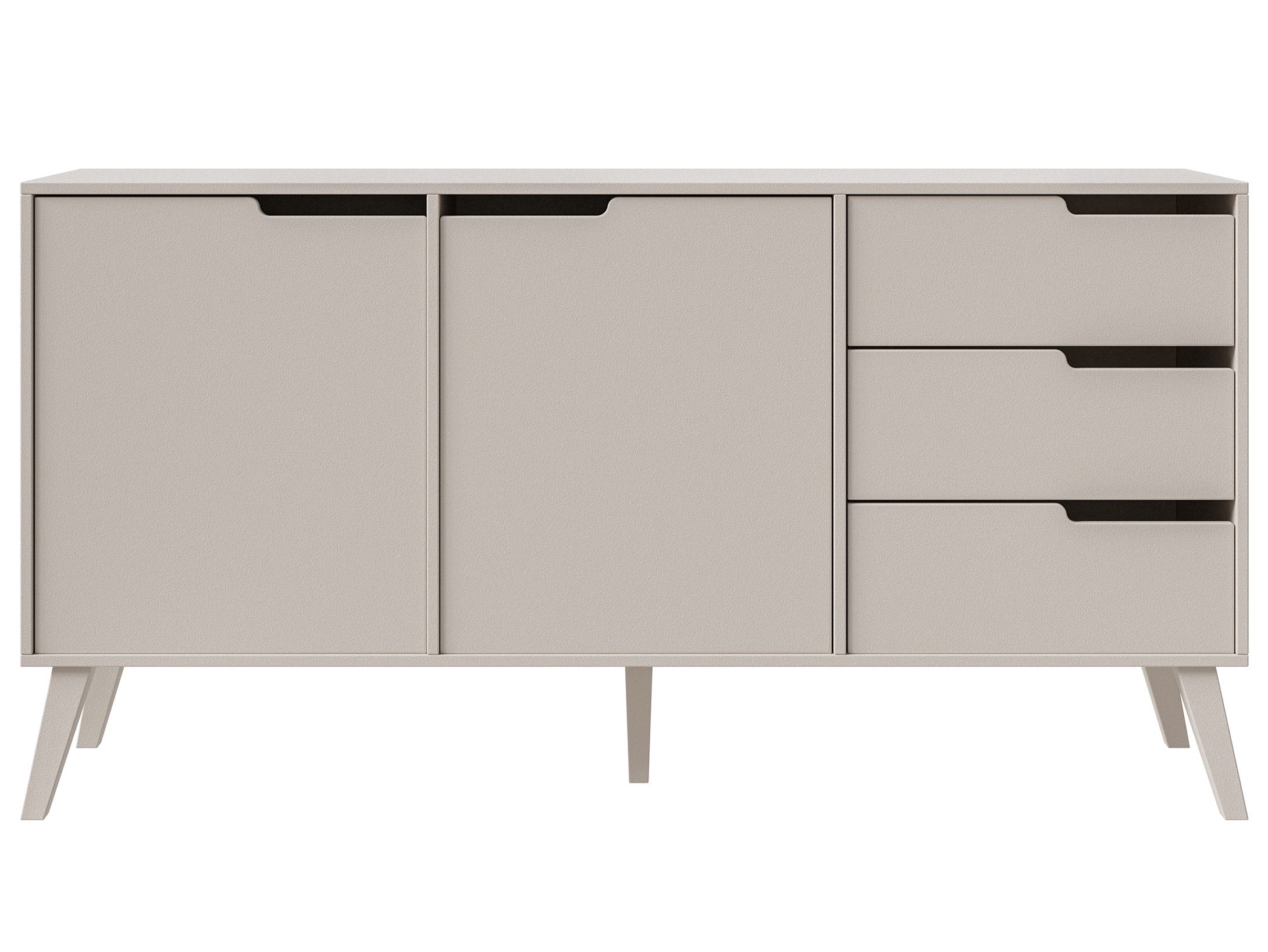 Beautysofa Kommode NOREL modernes Design mit drei Schubladen und zwei Schränken (erhältlich in Braun Walnuss & Cashmere), Breite: 160 cm – Bild 2 von 5