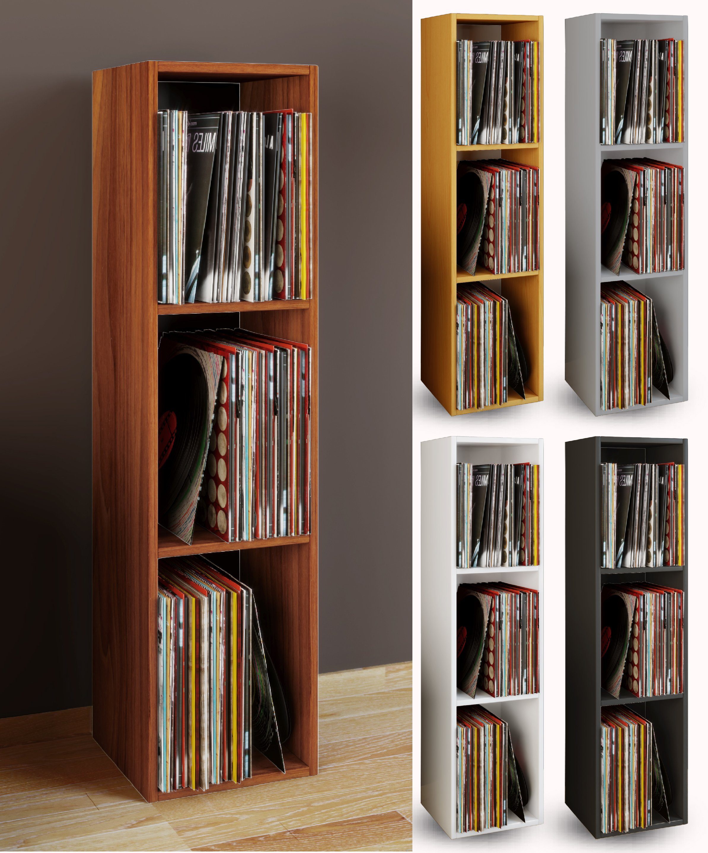 VCM CD-Regal Holz Schallplatten LP Stand Regal Platto 3fach
