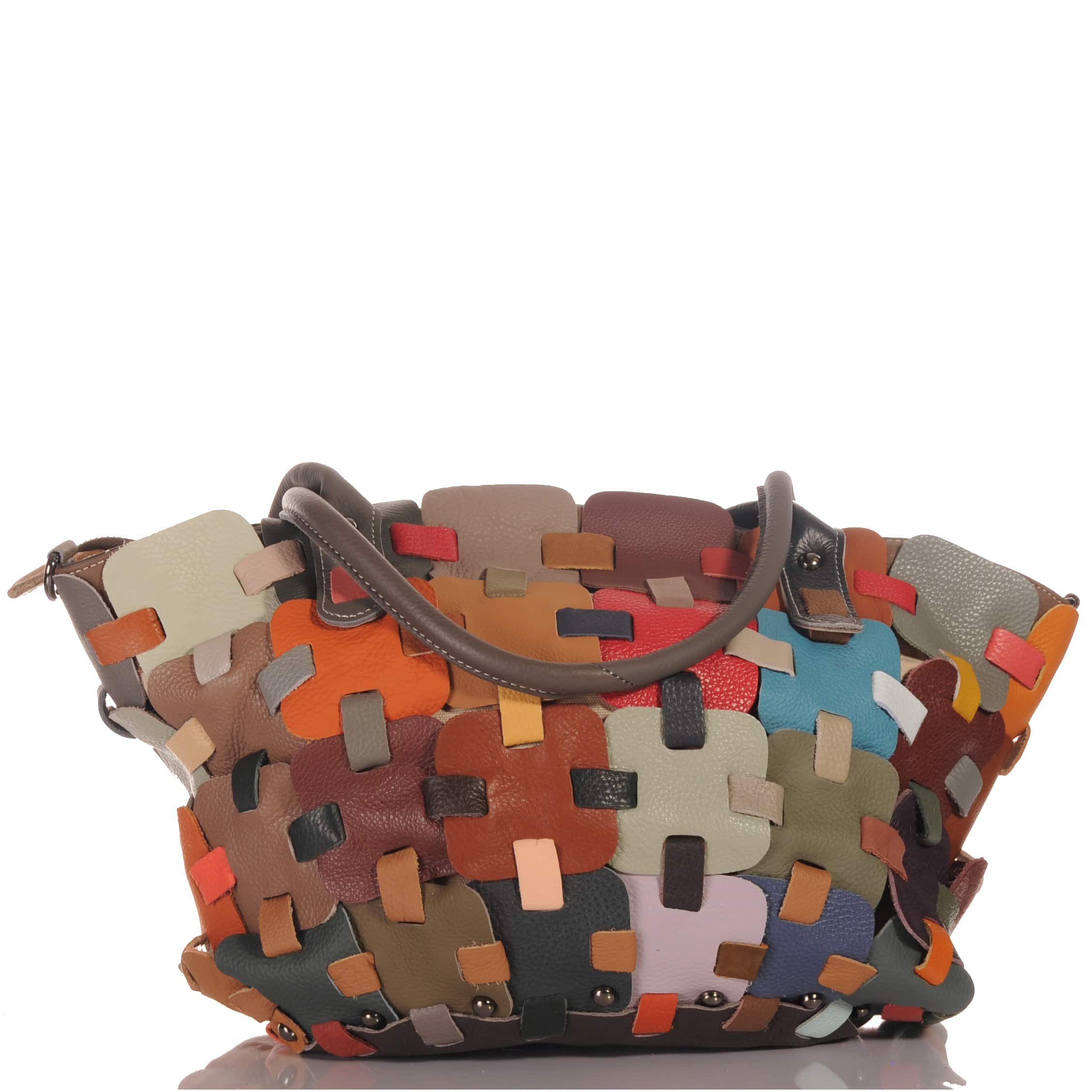 KMISSO Henkeltasche Damen Leder Patchwork Umhängetasche Shopper Schultertas günstig online kaufen