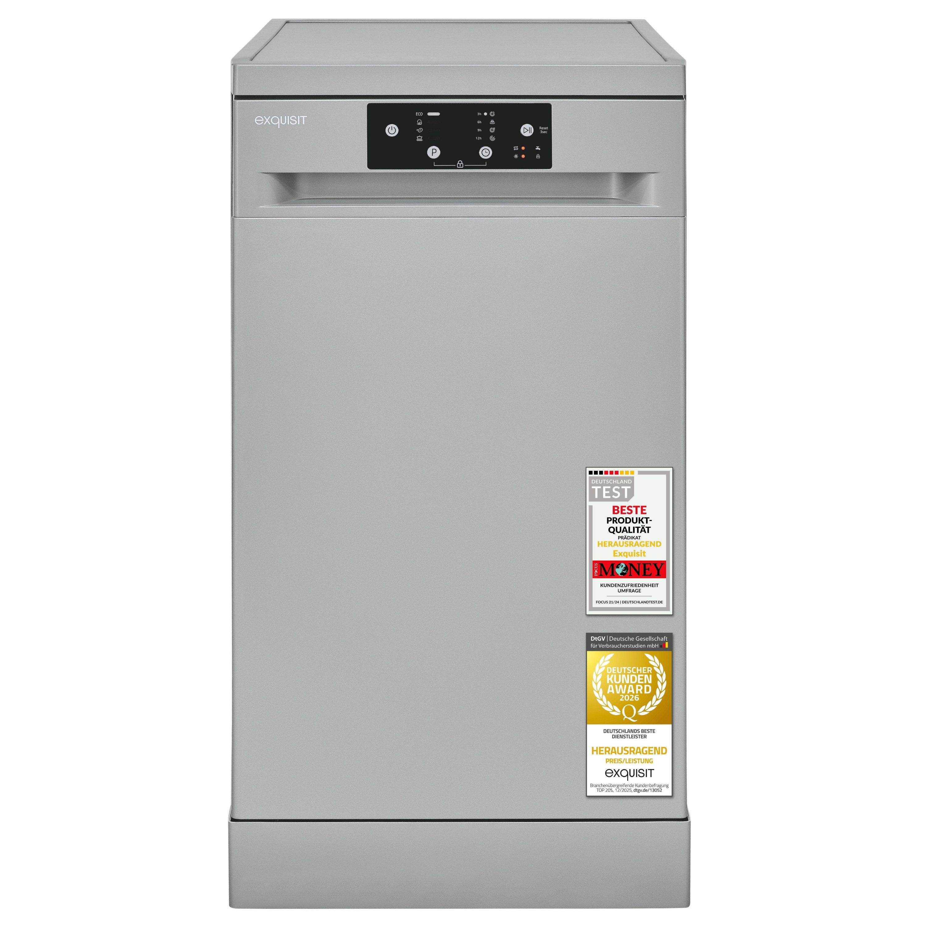 exquisit Unterbaugeschirrspüler GSP59109-451D, 9 Maßgedecke, 4 Programme, Energieklasse D, 49 dB Geräuschklasse C