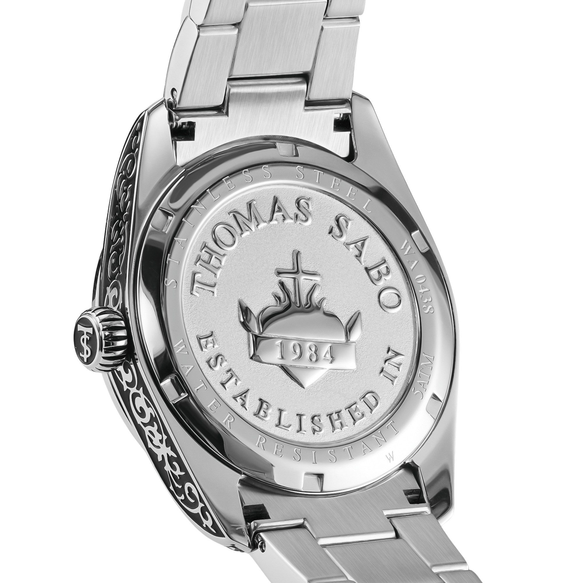 THOMAS SABO Quarzuhr REBEL AT HEART REVIVE 40 mm WA0438-201-203-40 mm, Armbanduhr, Damenuhr, Herrenuhr, Edelstahlarmband, analog, Tag