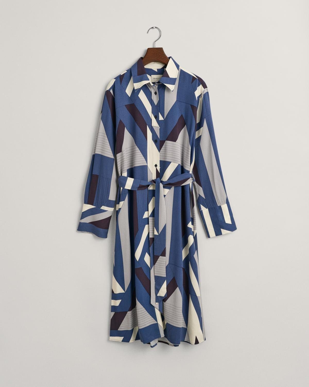 Gant SEA Sommerkleid SHIRT RELAXED DRESS, BLUE DUSTY LETTERS PRINT