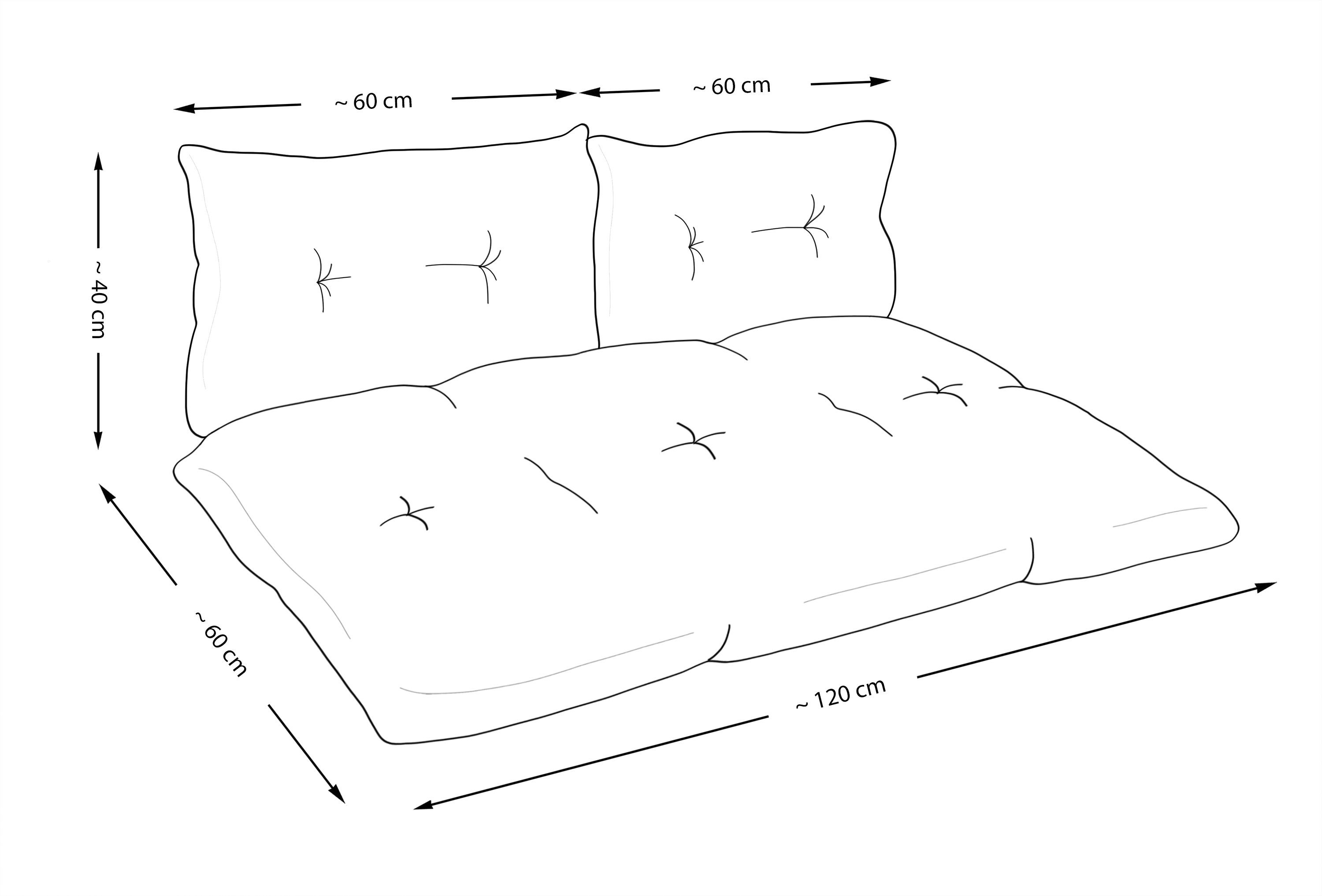 Amilian Stuhlkissen - Bankauflage - Gartenbankauflage - 60x120cm + 2 x 40x60cm, 3er Set - Gartenbankauflage - Pallettensitzkissen - Bankkissen